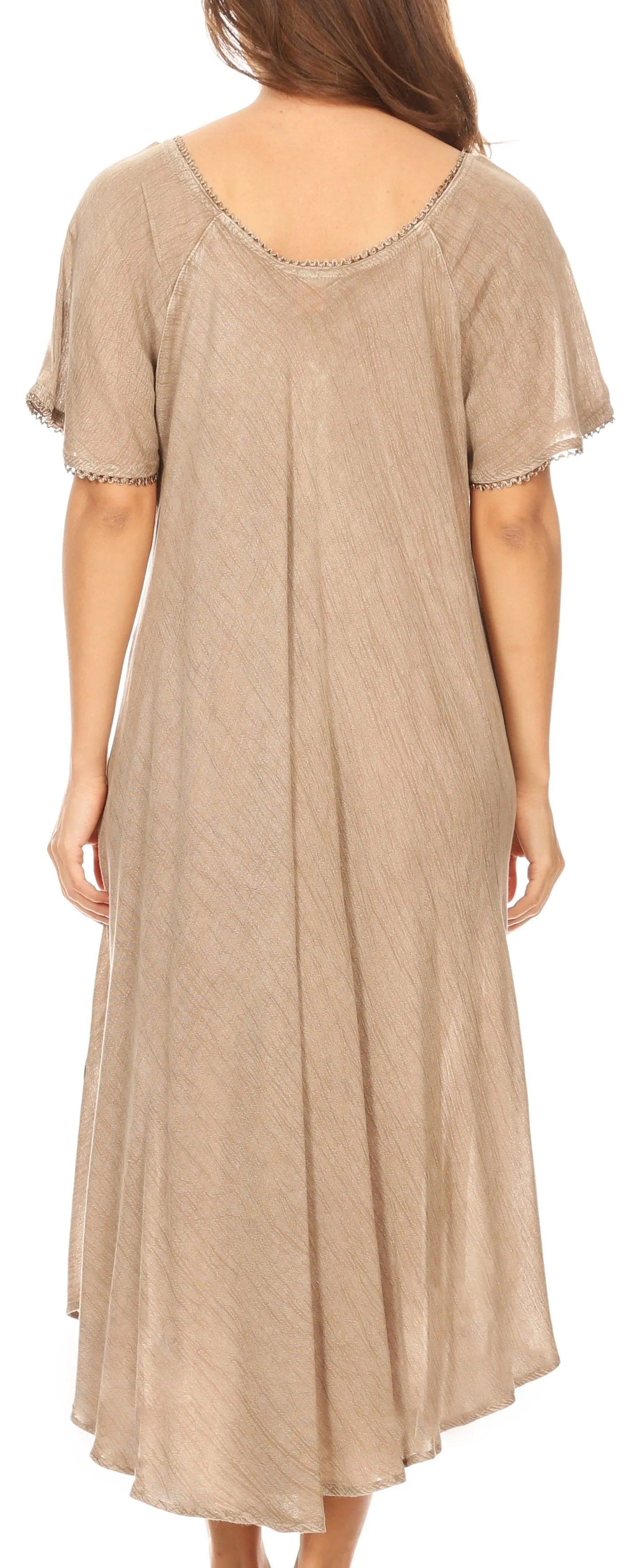 Sakkas Lida Womens Everyday Summer Relaxed Dress with Short Sleeves & Block Print
