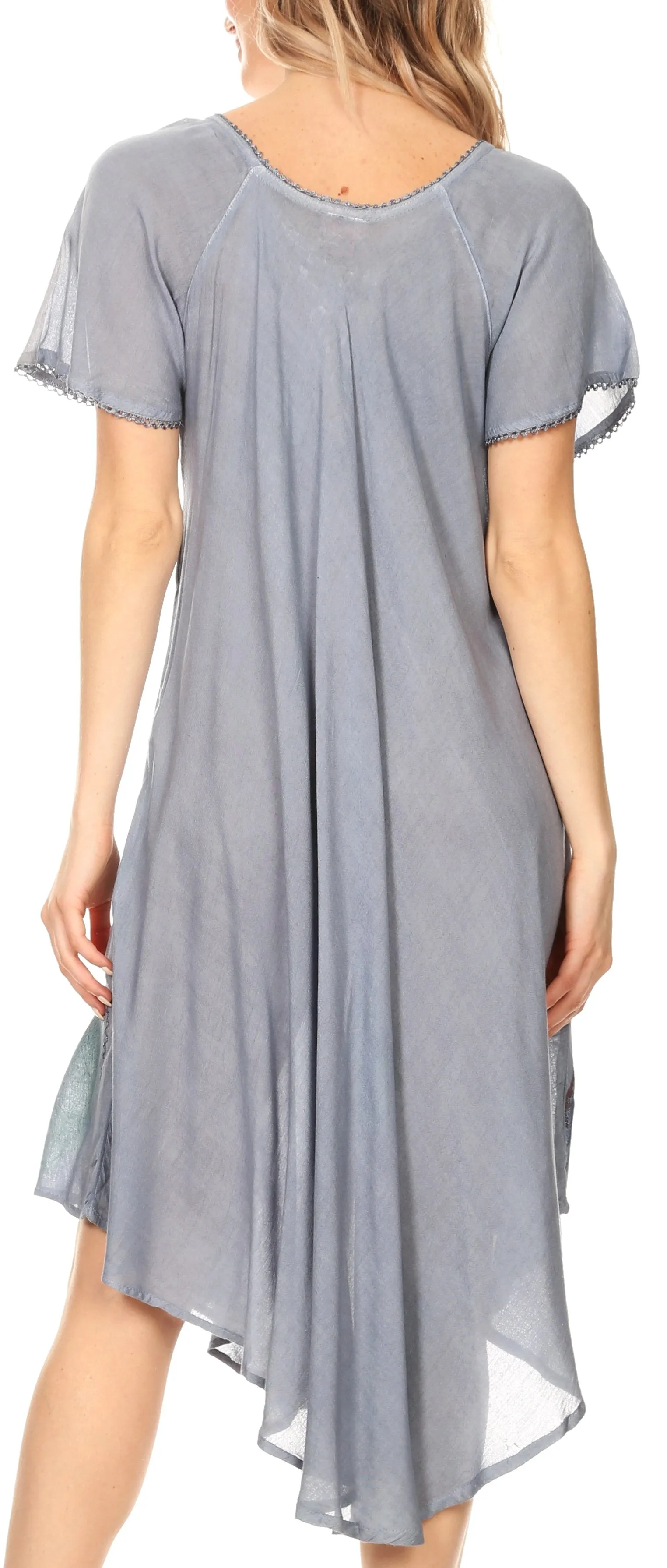 Sakkas Lida Womens Everyday Summer Relaxed Dress with Short Sleeves & Block Print