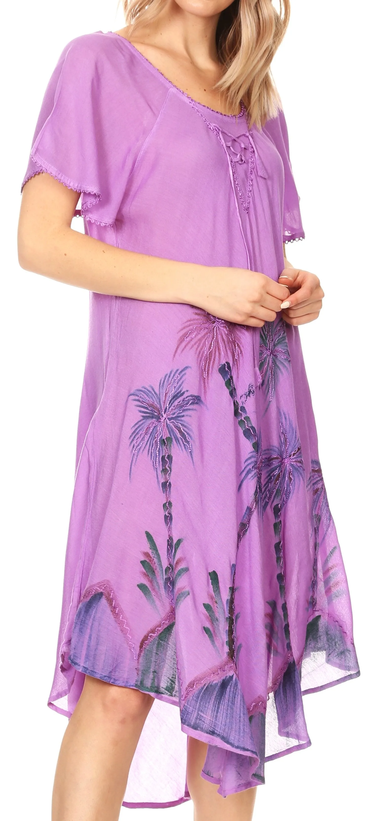 Sakkas Lida Womens Everyday Summer Relaxed Dress with Short Sleeves & Block Print