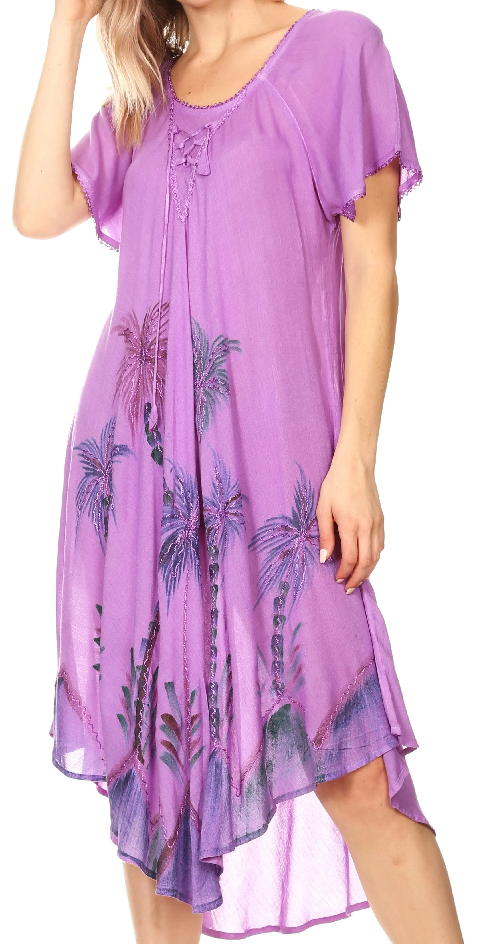 Sakkas Lida Womens Everyday Summer Relaxed Dress with Short Sleeves & Block Print