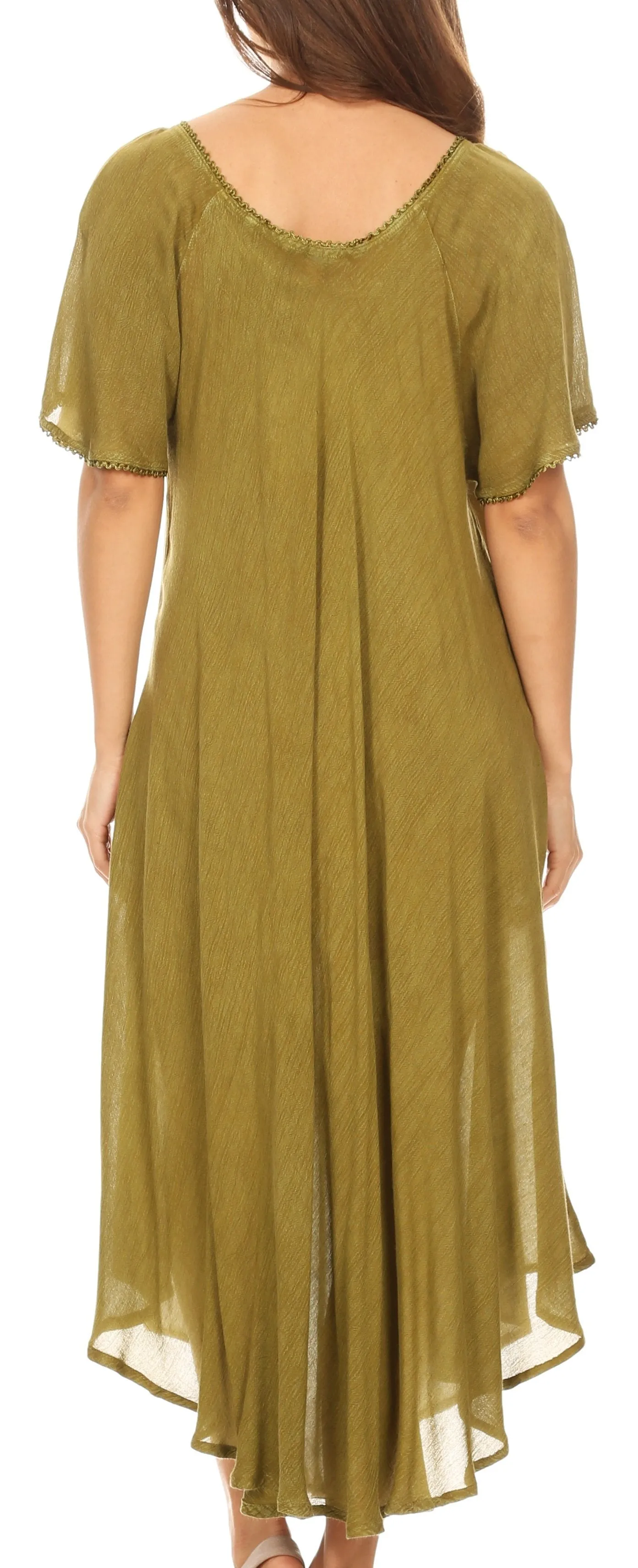 Sakkas Lida Womens Everyday Summer Relaxed Dress with Short Sleeves & Block Print