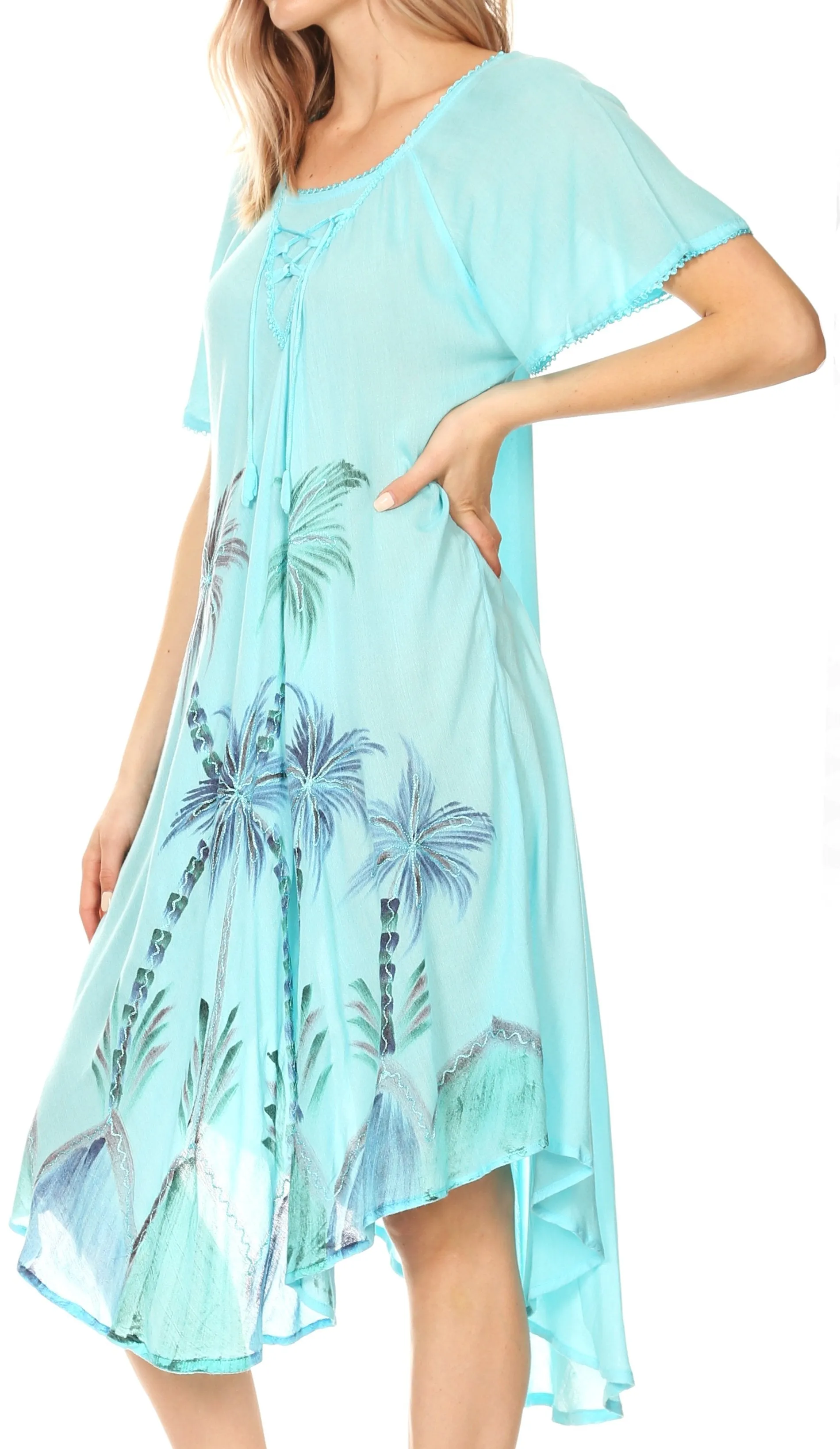 Sakkas Lida Womens Everyday Summer Relaxed Dress with Short Sleeves & Block Print