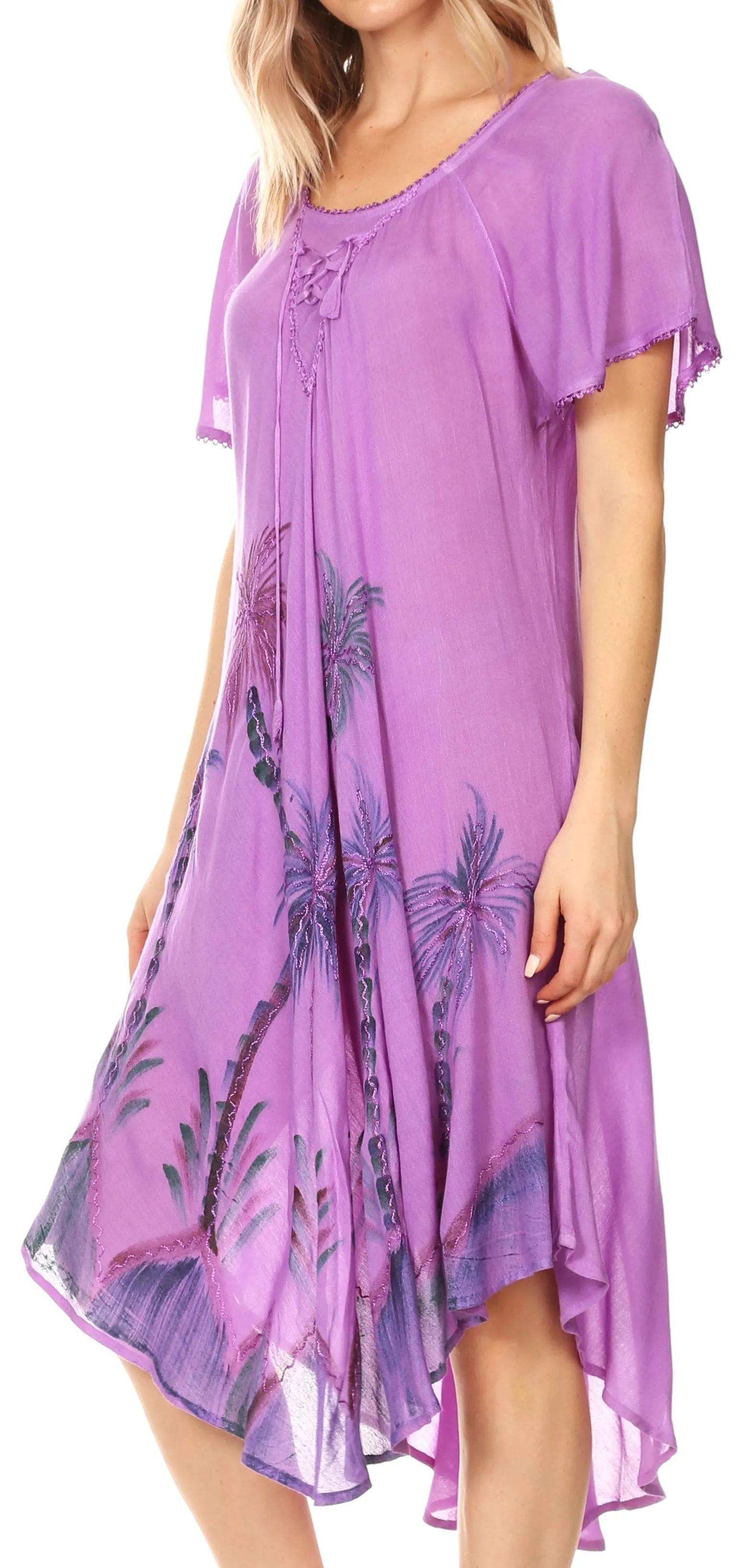 Sakkas Lida Womens Everyday Summer Relaxed Dress with Short Sleeves & Block Print