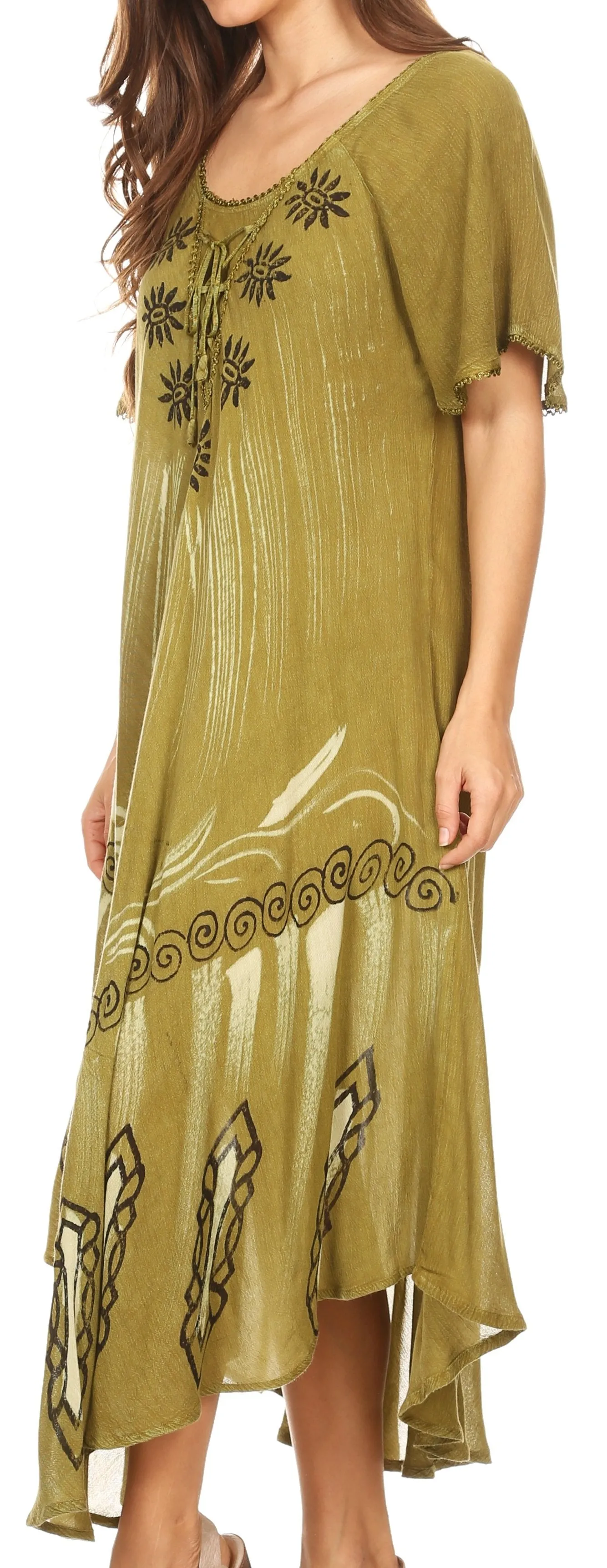Sakkas Lida Womens Everyday Summer Relaxed Dress with Short Sleeves & Block Print