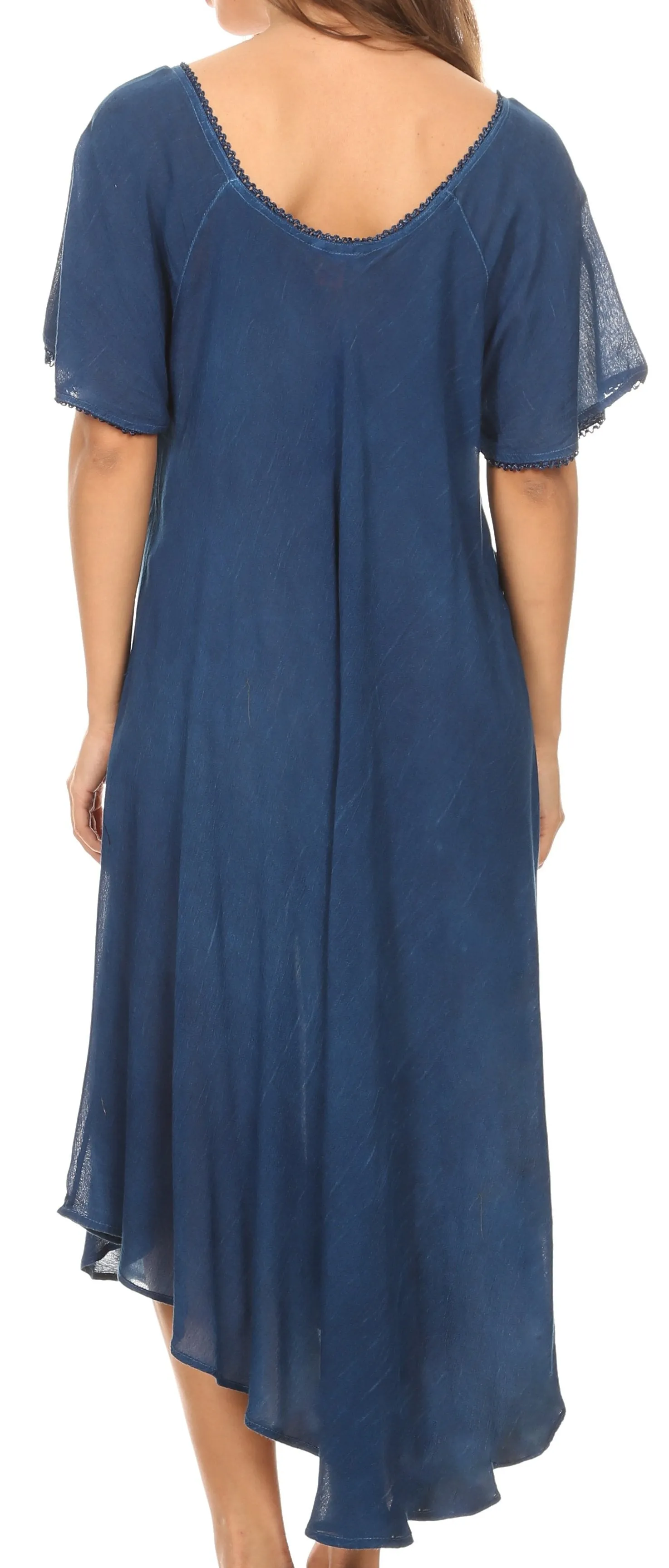 Sakkas Lida Womens Everyday Summer Relaxed Dress with Short Sleeves & Block Print