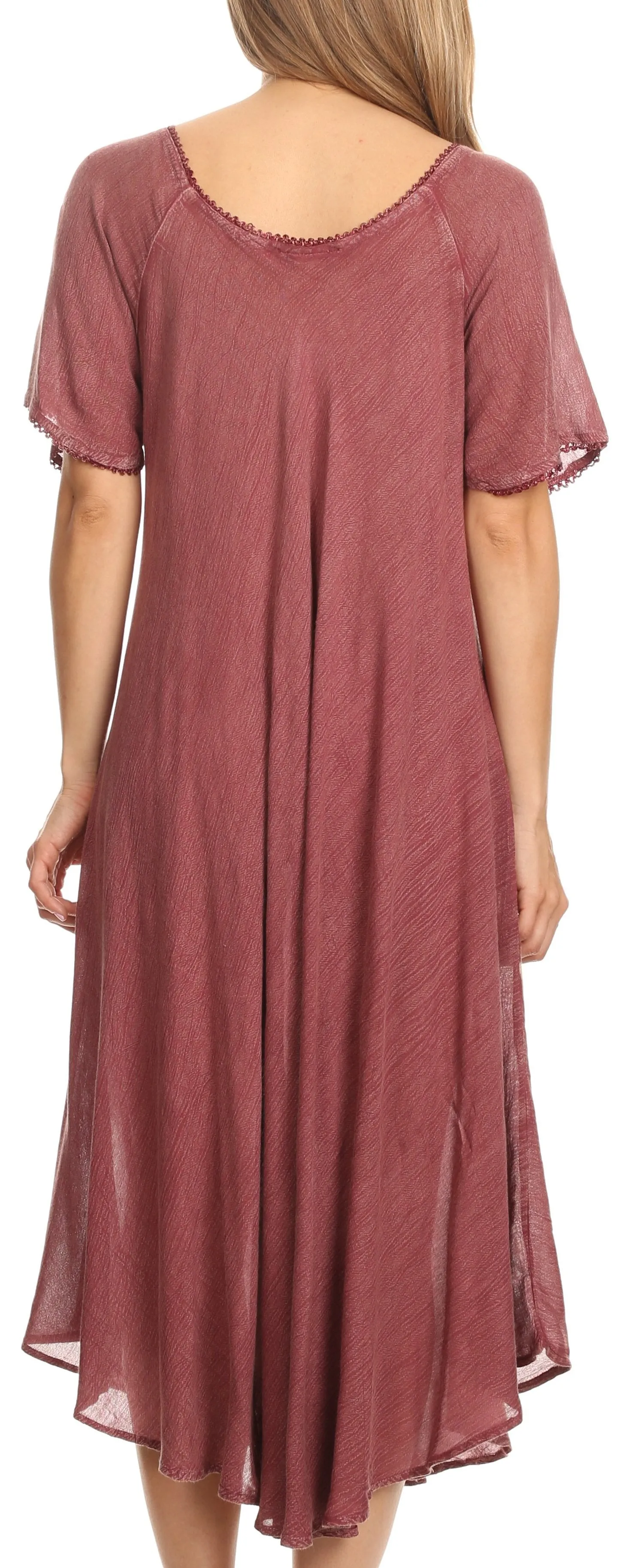 Sakkas Lida Womens Everyday Summer Relaxed Dress with Short Sleeves & Block Print