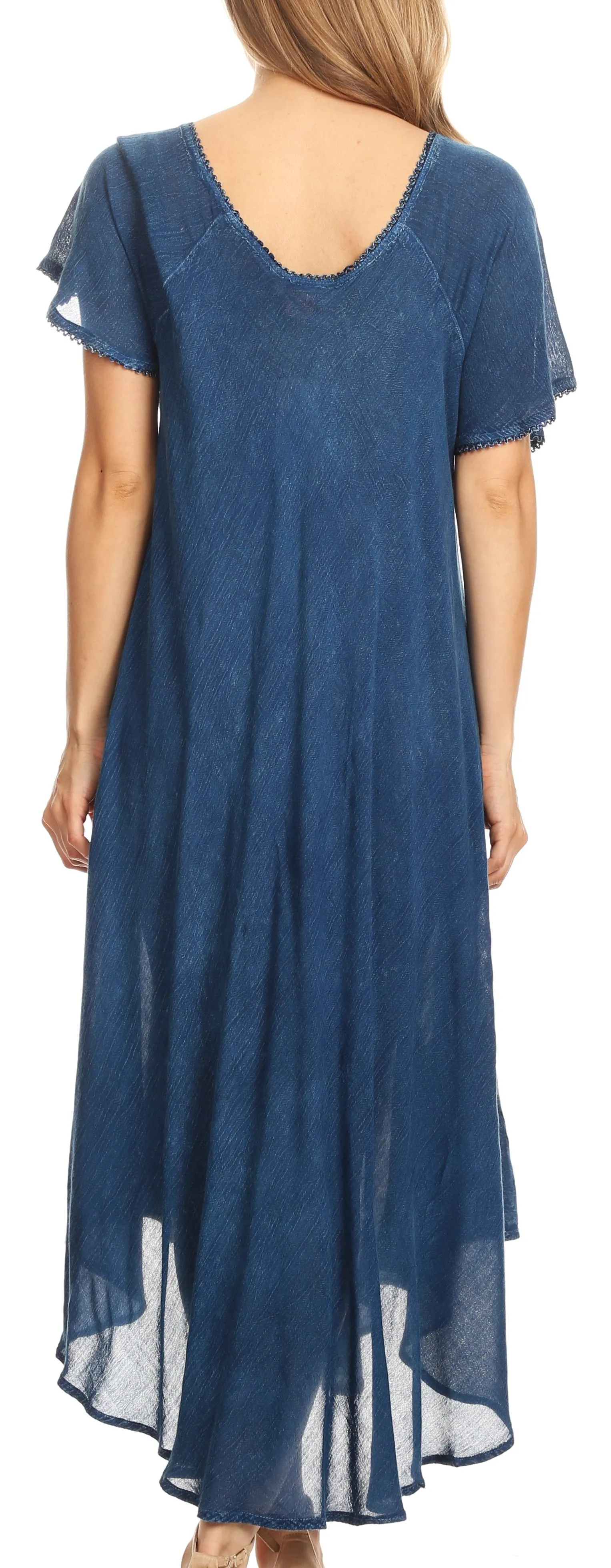 Sakkas Lida Womens Everyday Summer Relaxed Dress with Short Sleeves & Block Print