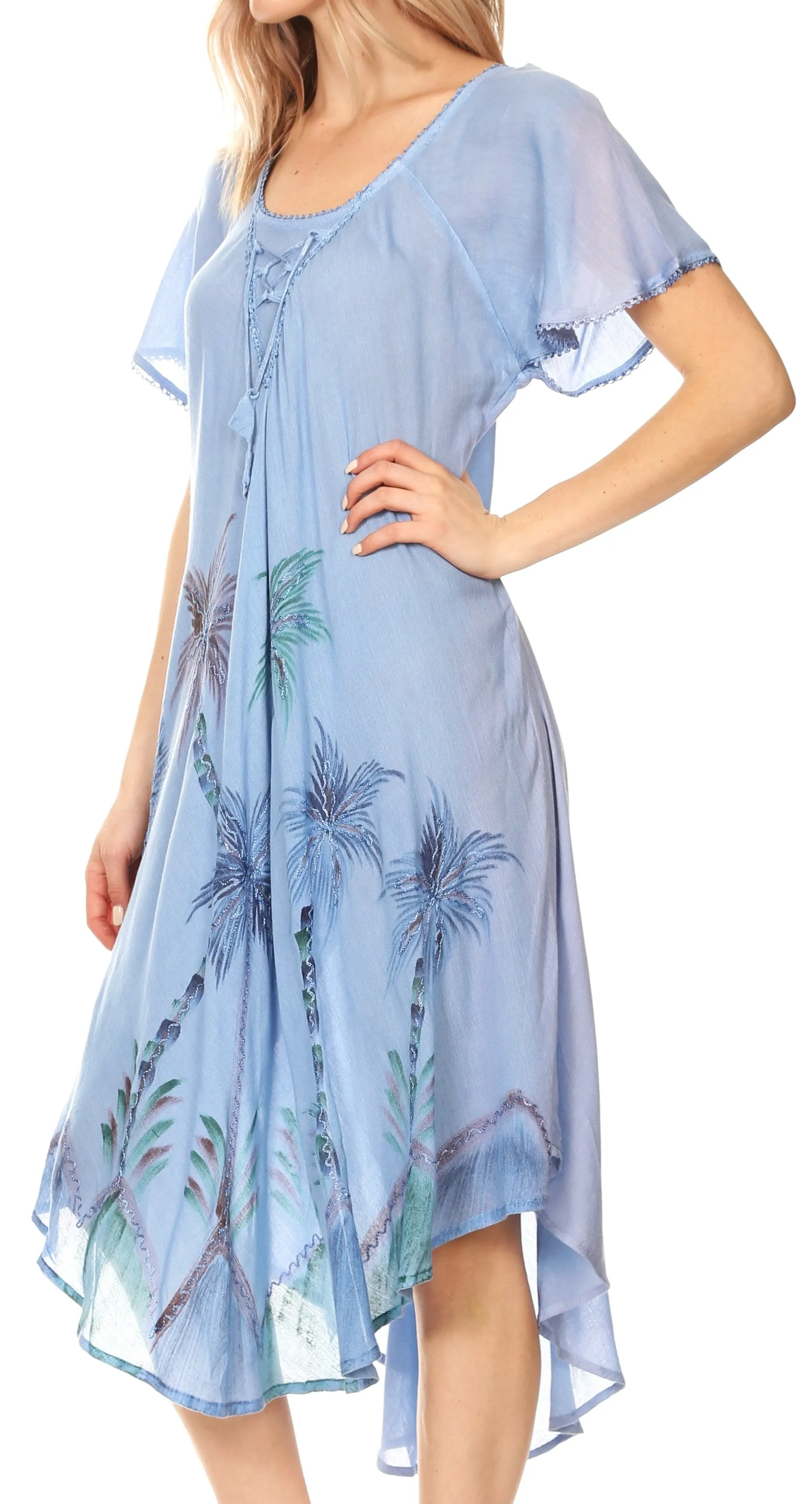 Sakkas Lida Womens Everyday Summer Relaxed Dress with Short Sleeves & Block Print