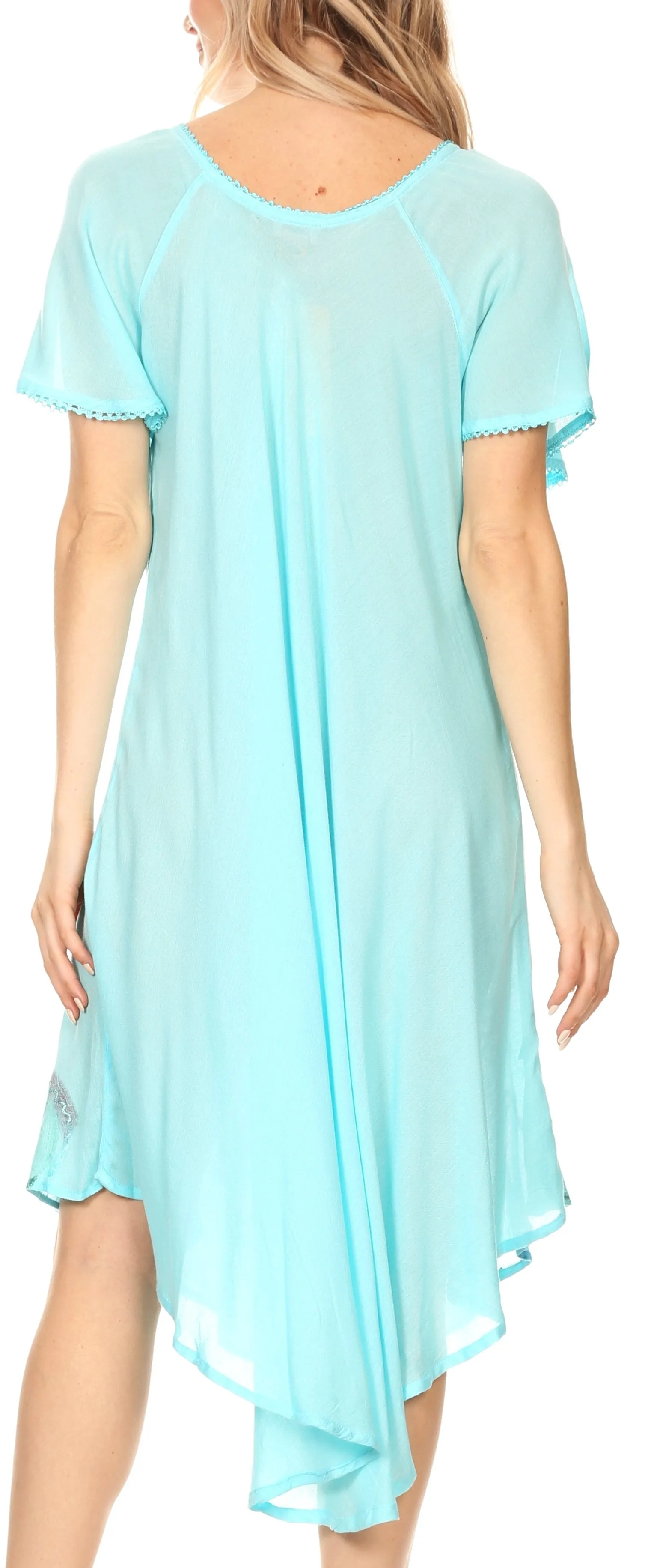 Sakkas Lida Womens Everyday Summer Relaxed Dress with Short Sleeves & Block Print