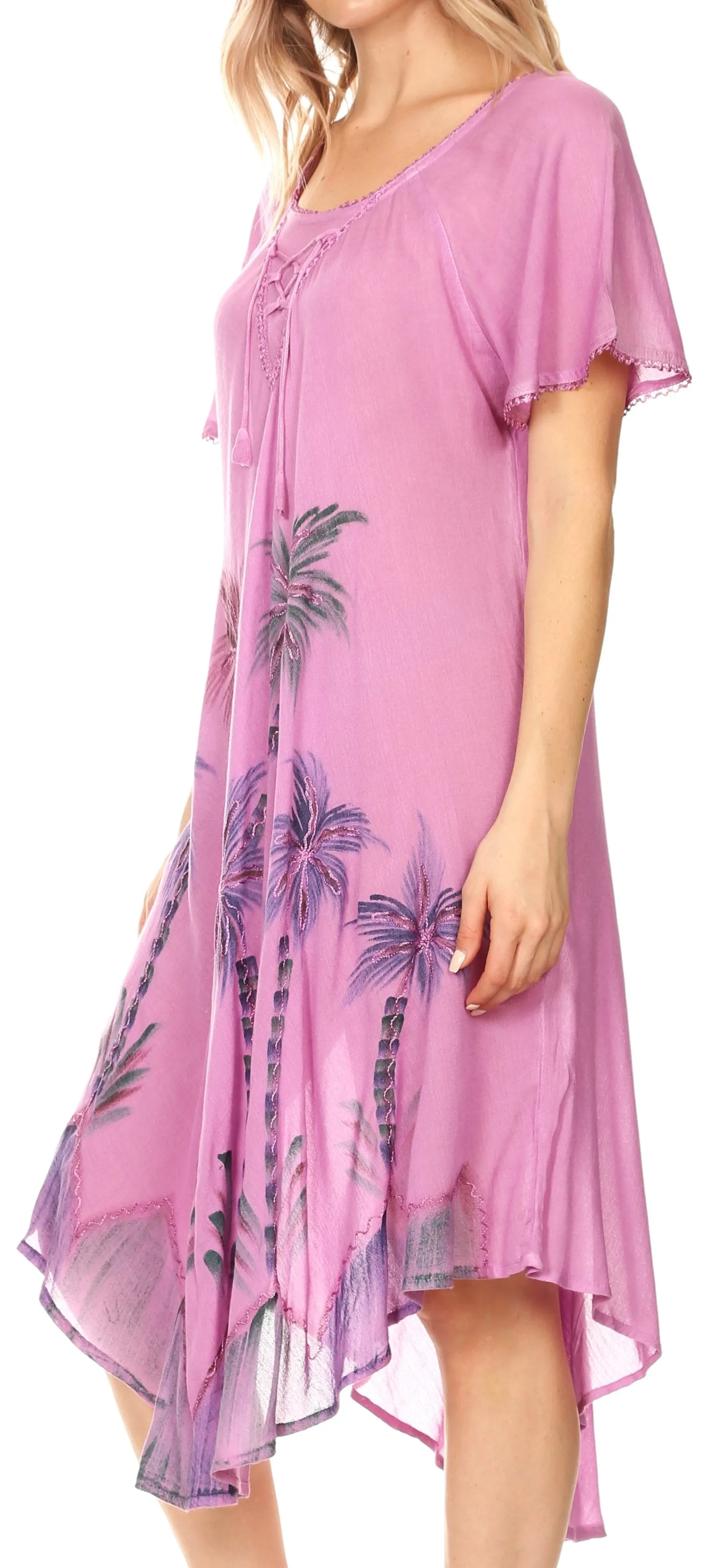 Sakkas Lida Womens Everyday Summer Relaxed Dress with Short Sleeves & Block Print