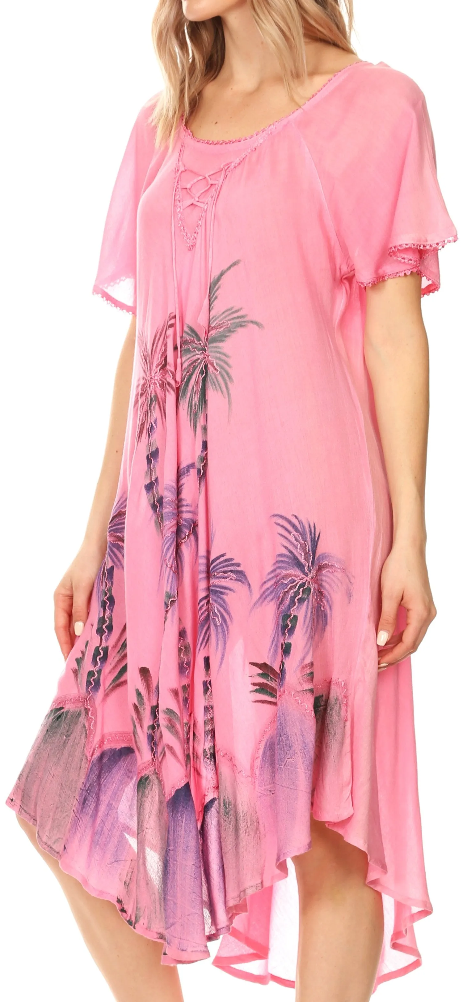 Sakkas Lida Womens Everyday Summer Relaxed Dress with Short Sleeves & Block Print