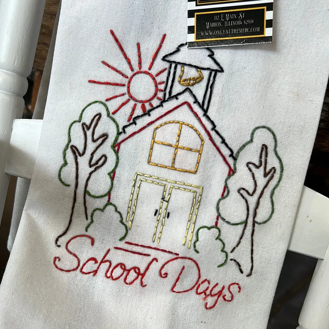 School Days Hand a embroidered Towel