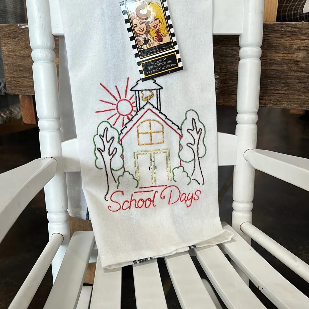 School Days Hand a embroidered Towel