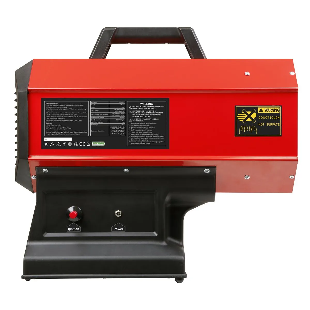 Sealey 230V with Cordless Option Space Warmer® Propane Heater 30,000-68,000Btu/hr (9-20kW)