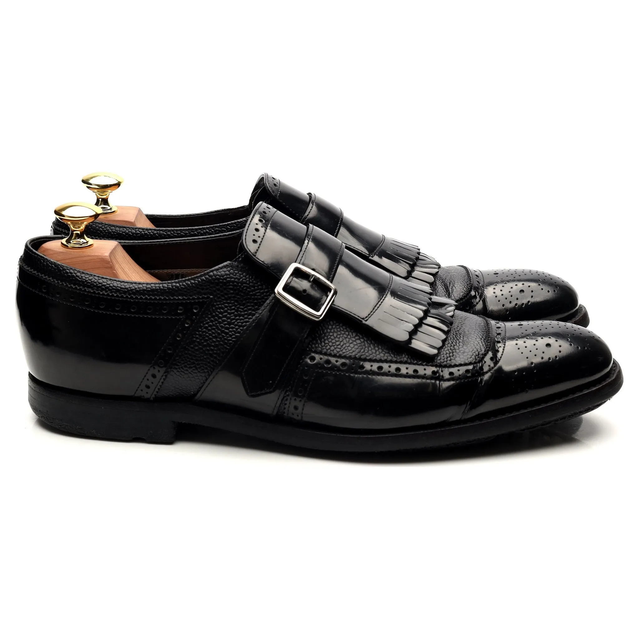 'Shanghai' Black Leather Monk Strap UK 8 F