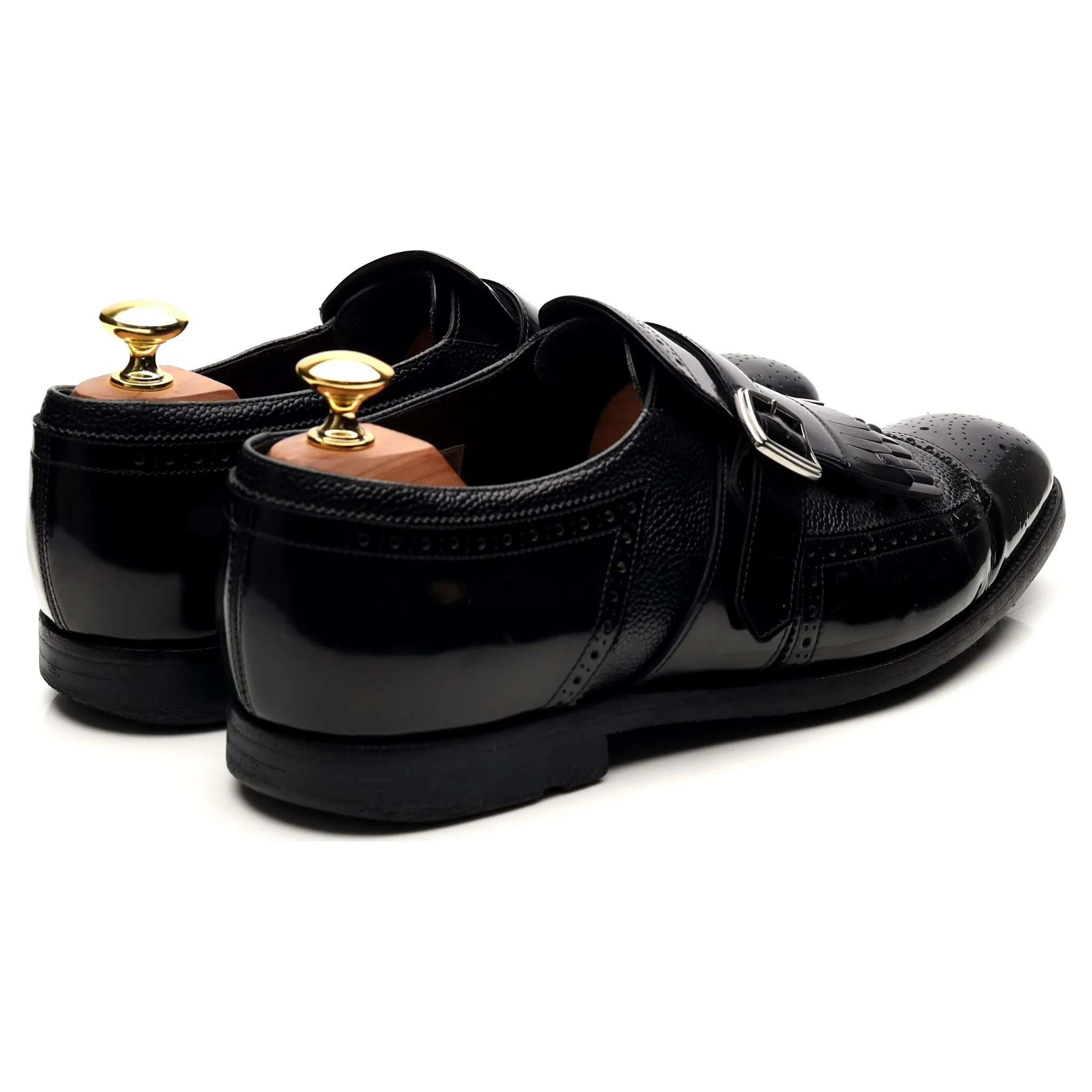 'Shanghai' Black Leather Monk Strap UK 8 F