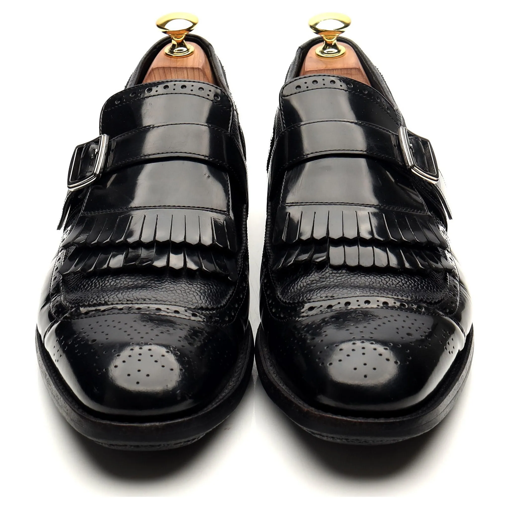'Shanghai' Black Leather Monk Strap UK 8 F