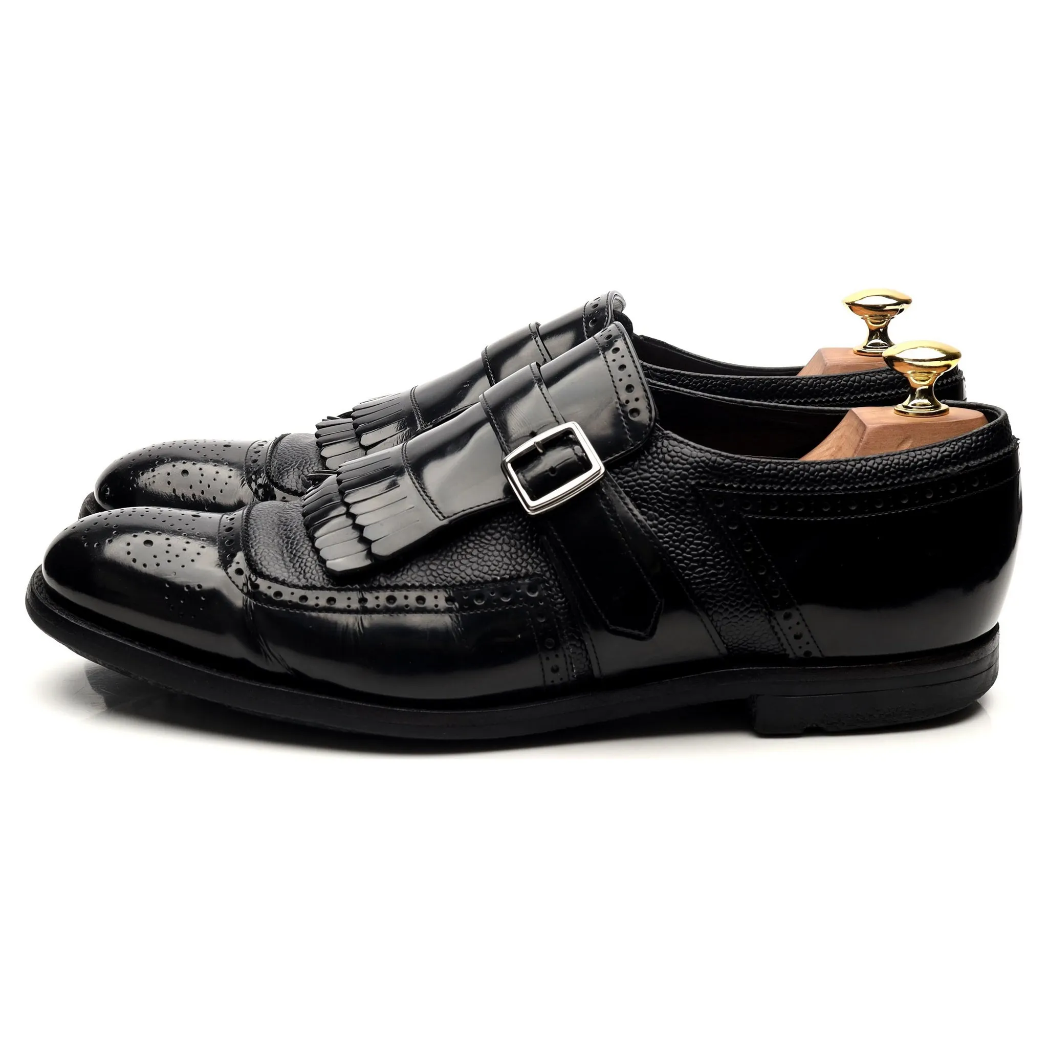 'Shanghai' Black Leather Monk Strap UK 8 F