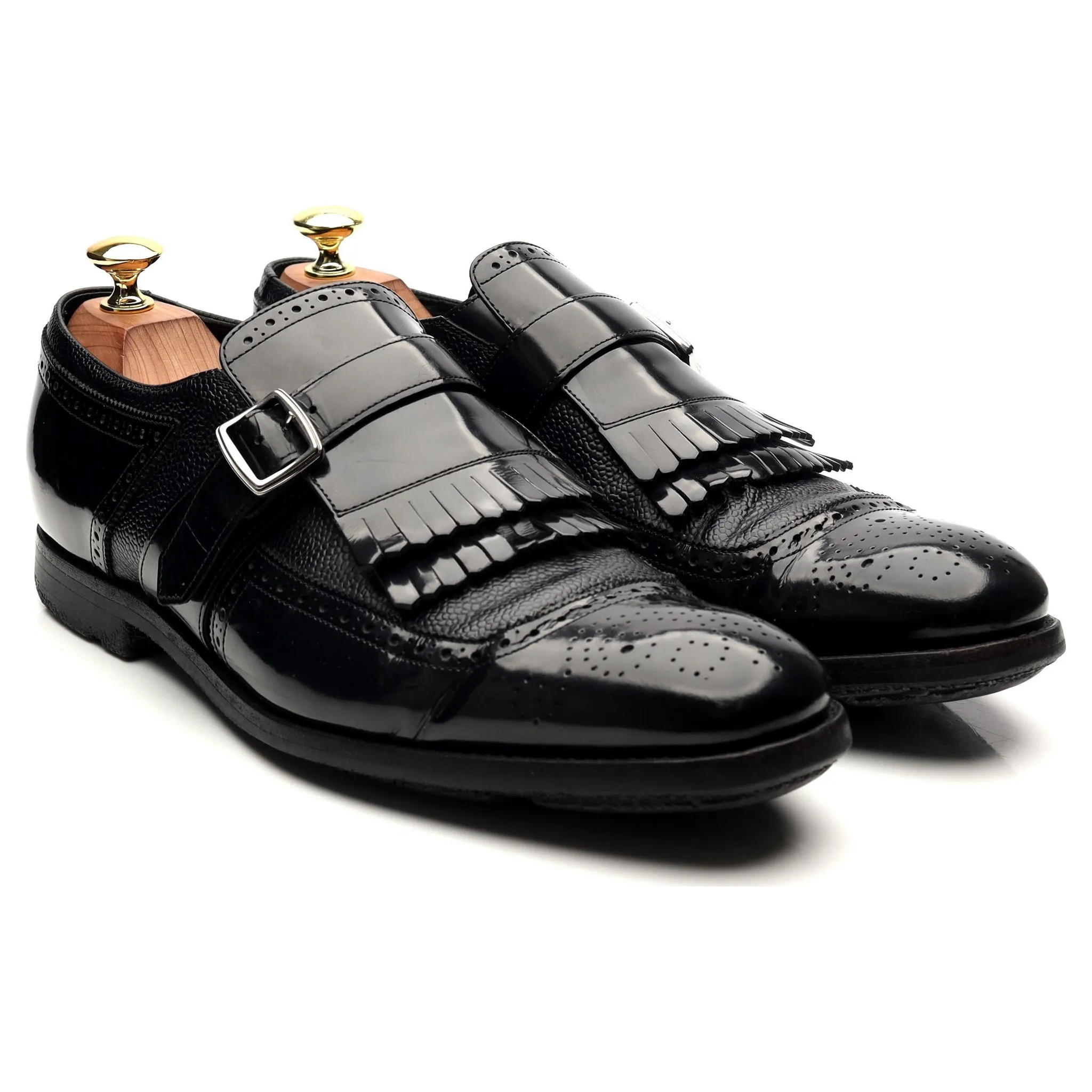 'Shanghai' Black Leather Monk Strap UK 8 F