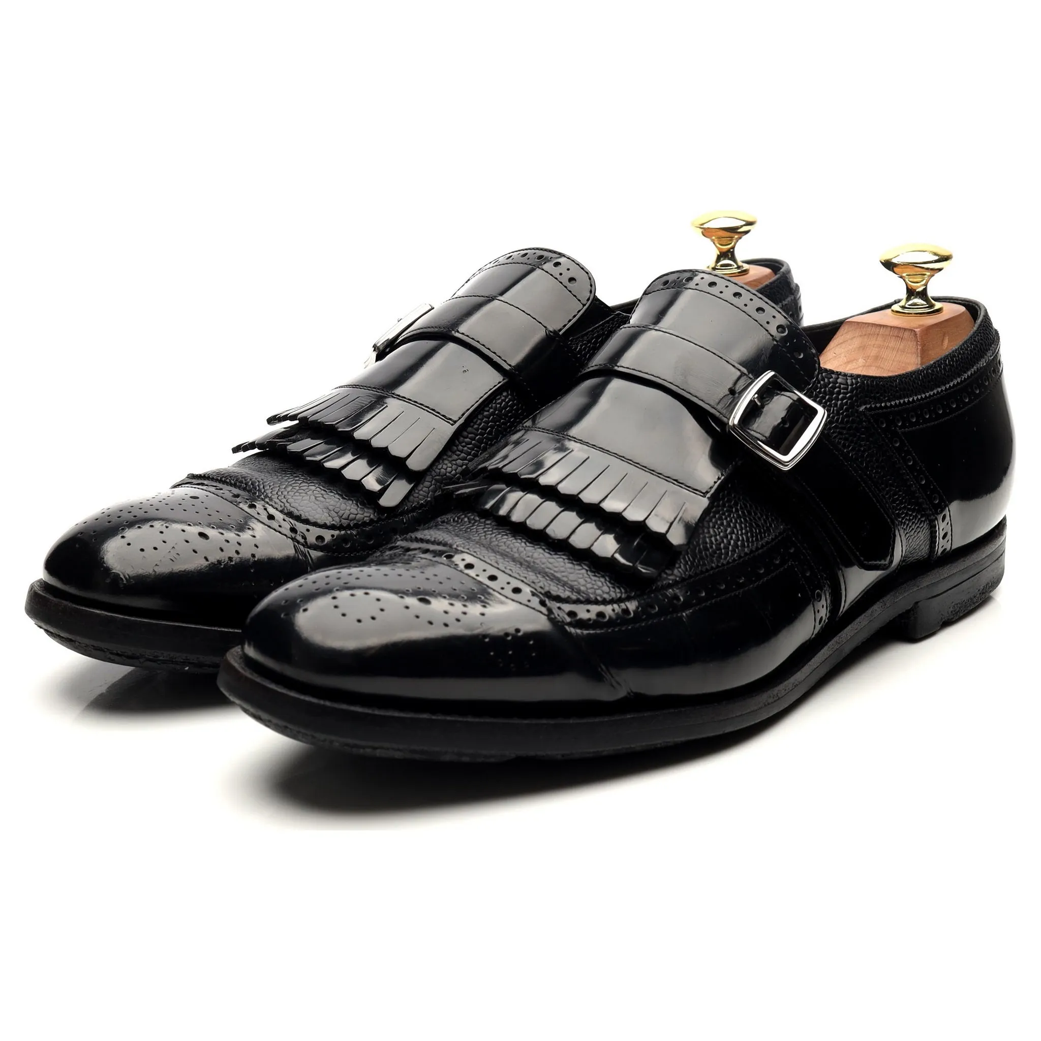 'Shanghai' Black Leather Monk Strap UK 8 F