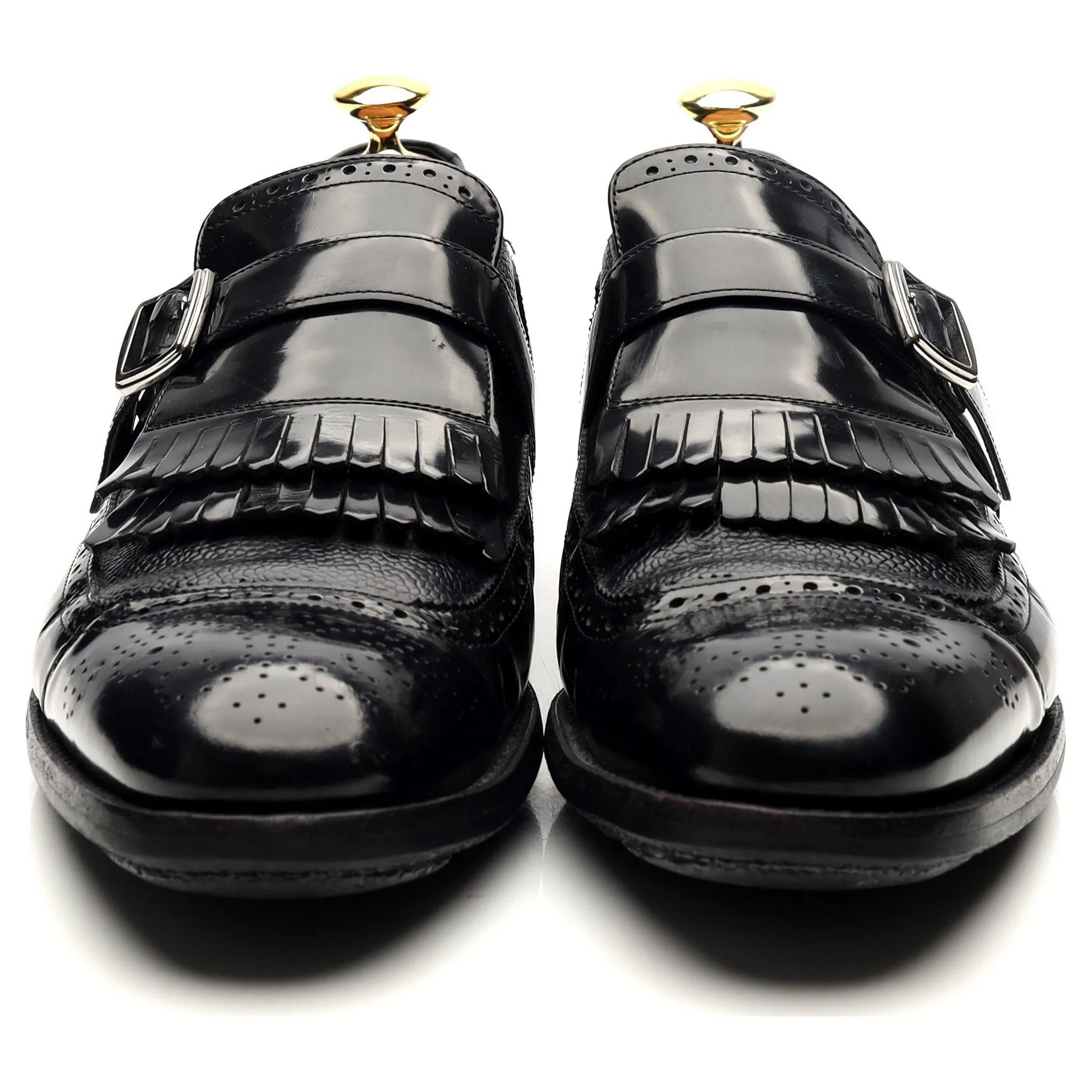 'Shanghai' Black Leather Monk Strap UK 8 F
