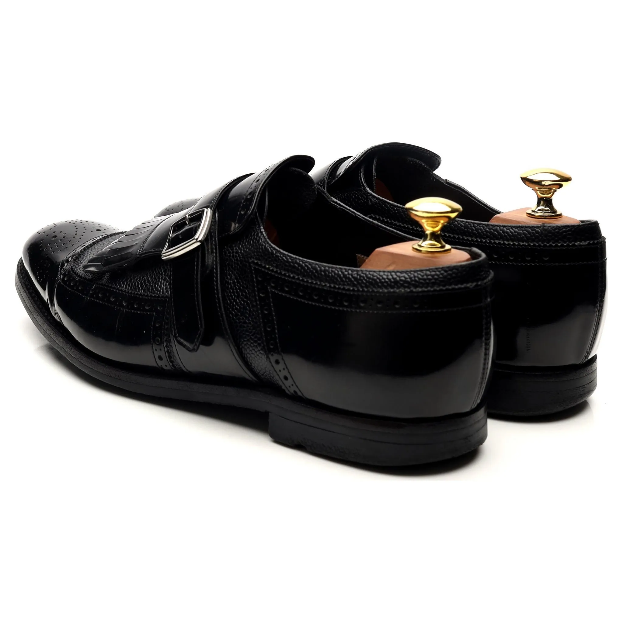 'Shanghai' Black Leather Monk Strap UK 8 F