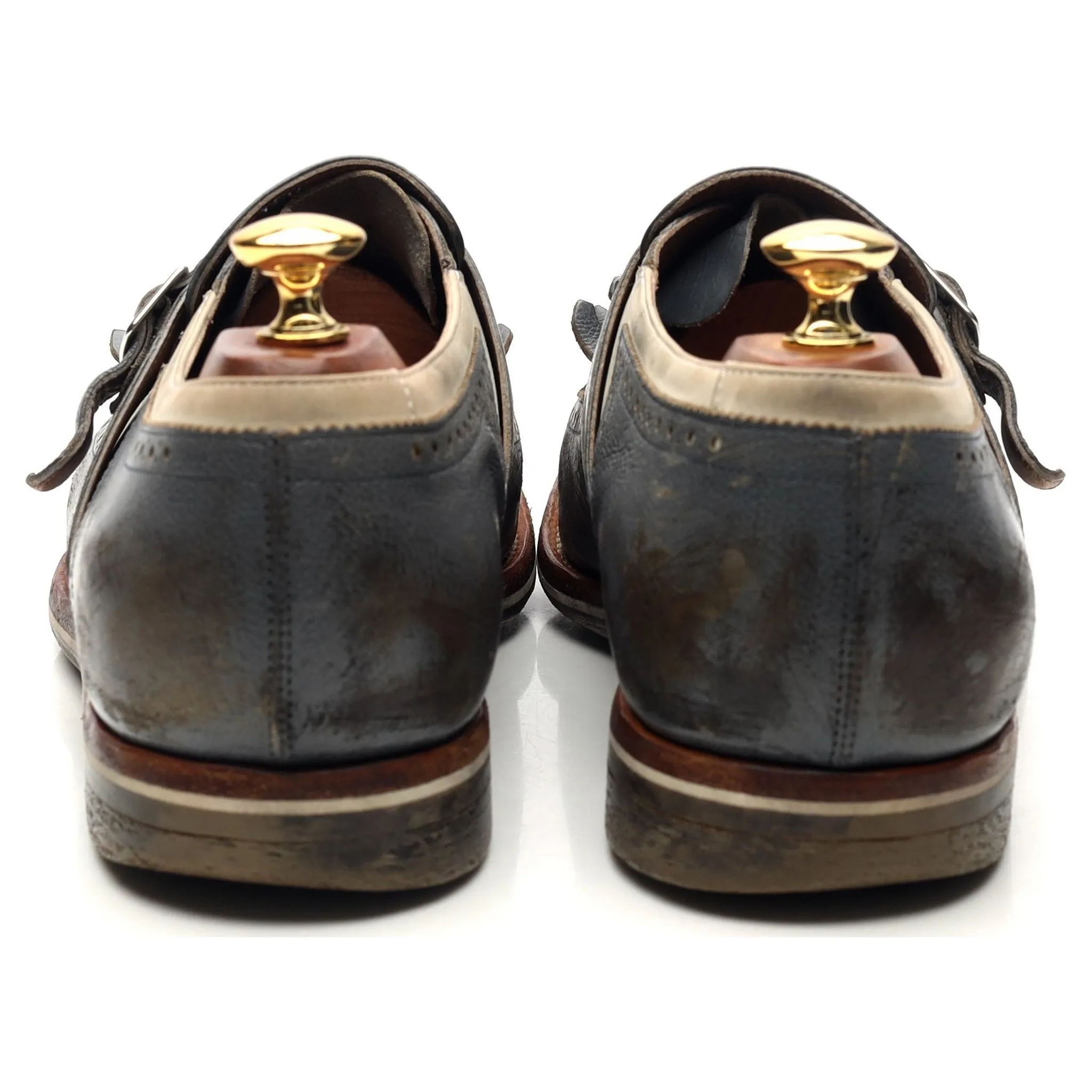 'Shanghai' Blue Leather Monk Strap UK 9 F