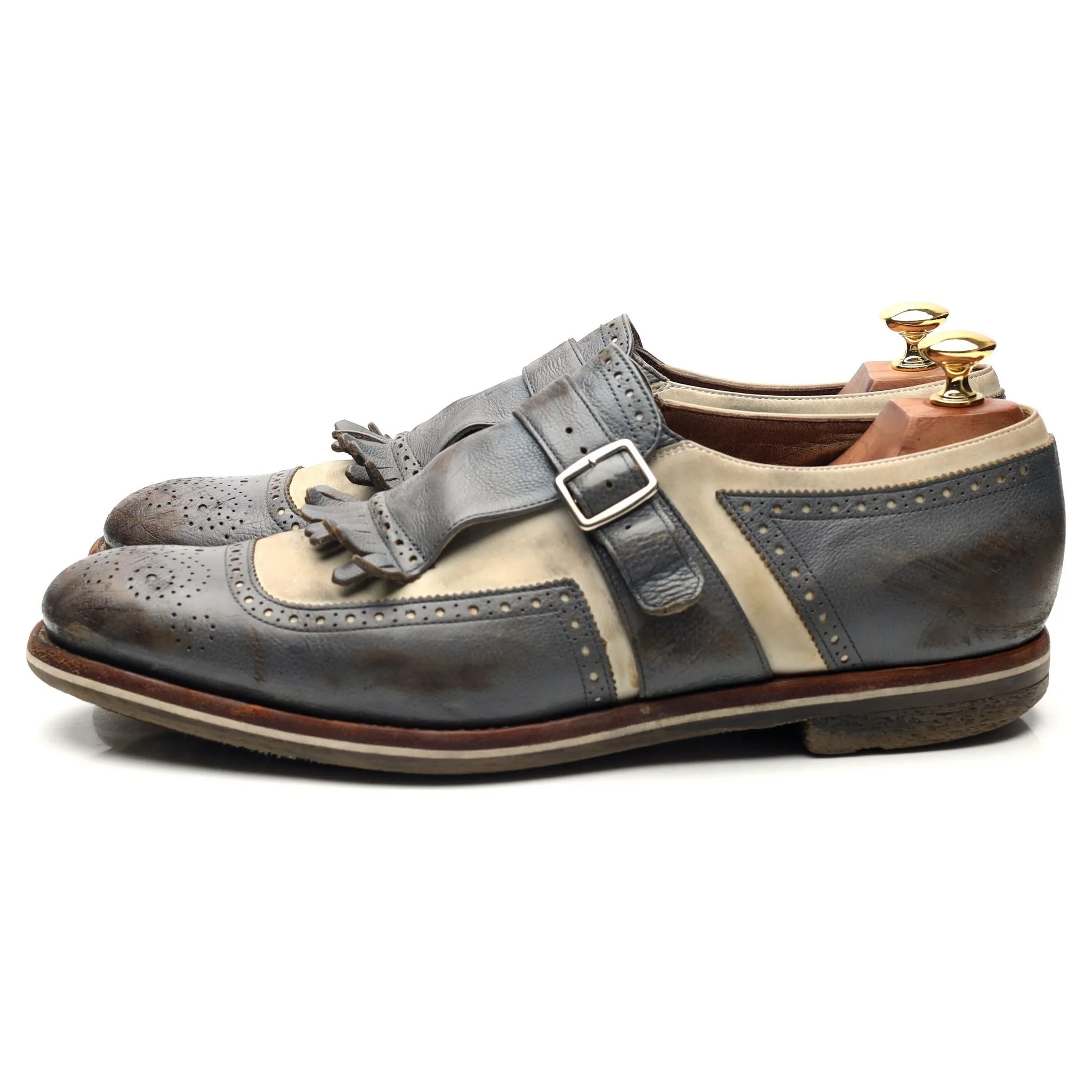 'Shanghai' Blue Leather Monk Strap UK 9 F