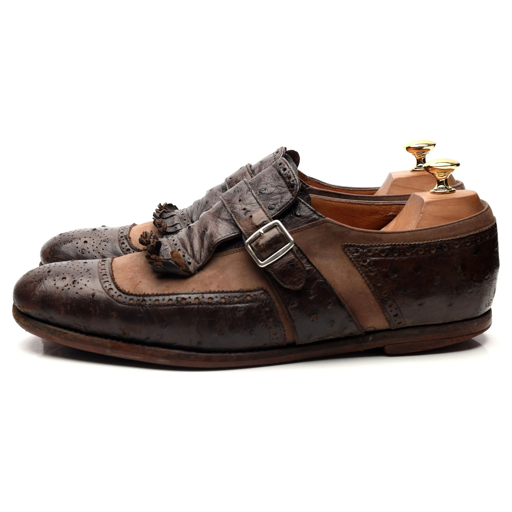 'Shanghai' Dark Brown Leather Monk Strap UK 9 F