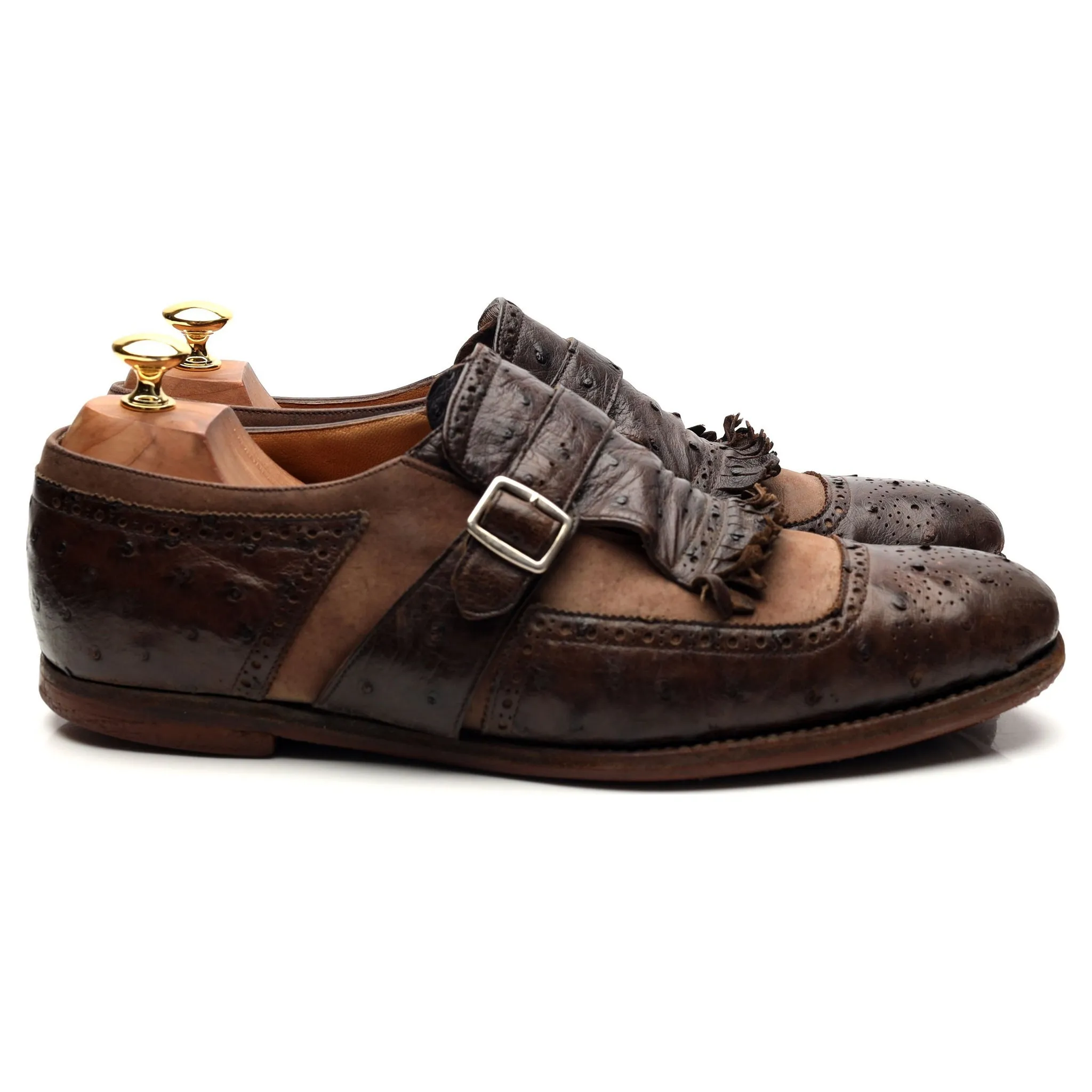 'Shanghai' Dark Brown Leather Monk Strap UK 9 F