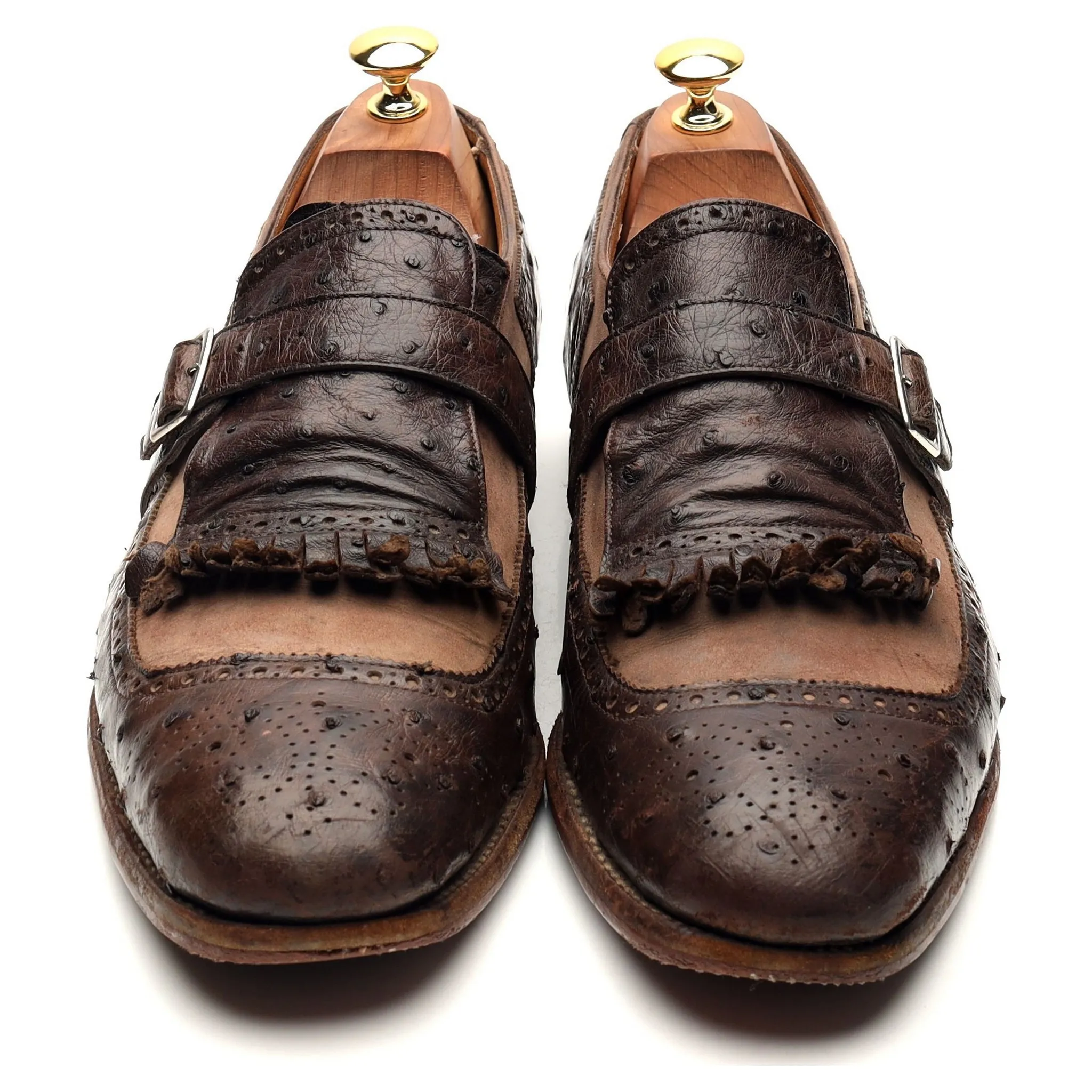 'Shanghai' Dark Brown Leather Monk Strap UK 9 F