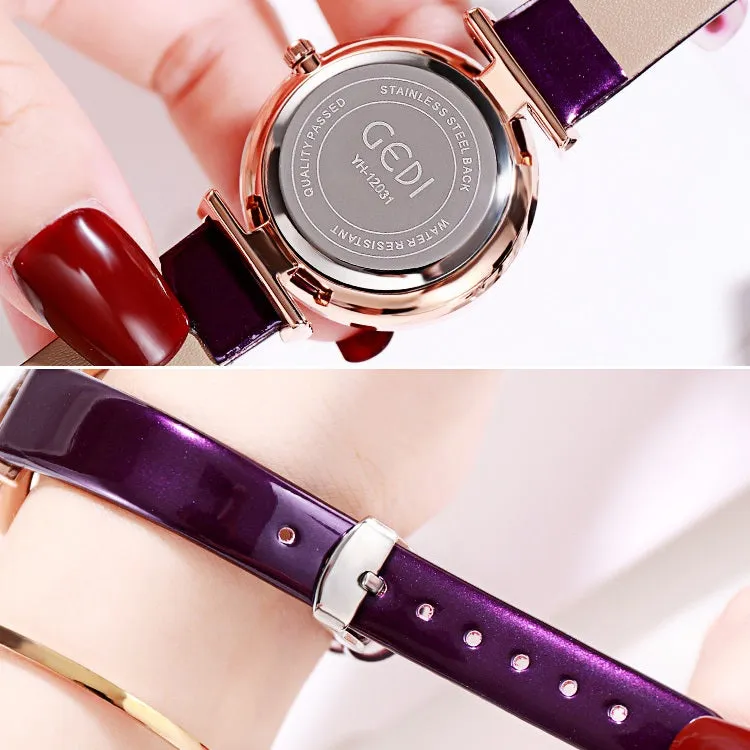 Shining Leather Strap Women's Watch