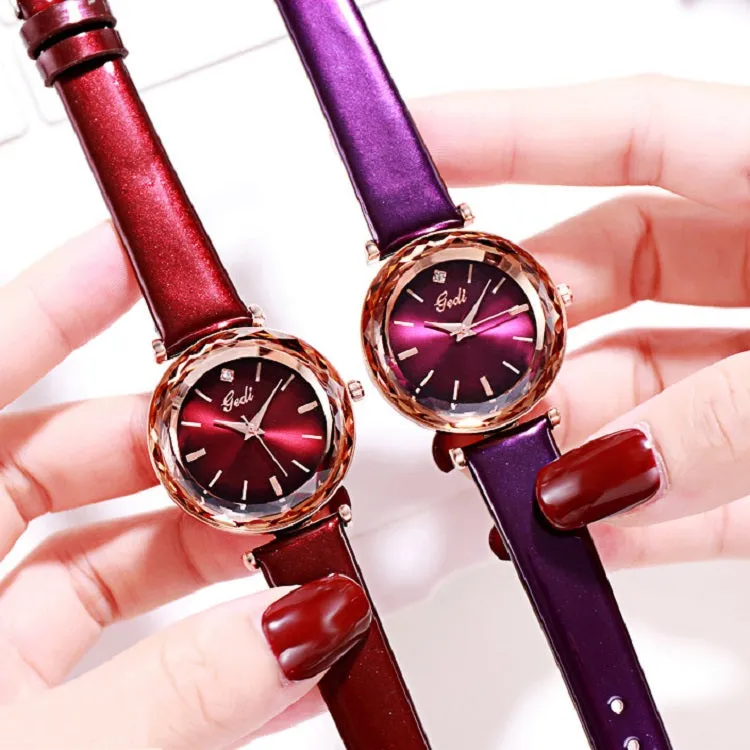 Shining Leather Strap Women's Watch