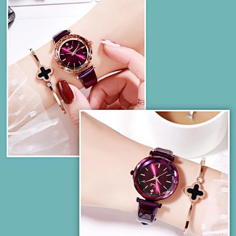 Shining Leather Strap Women's Watch