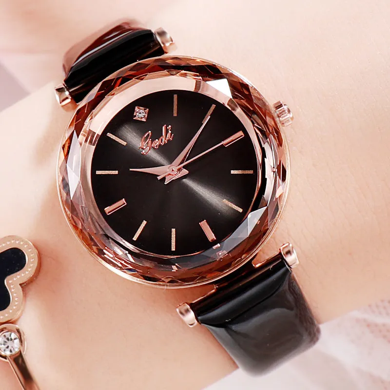 Shining Leather Strap Women's Watch