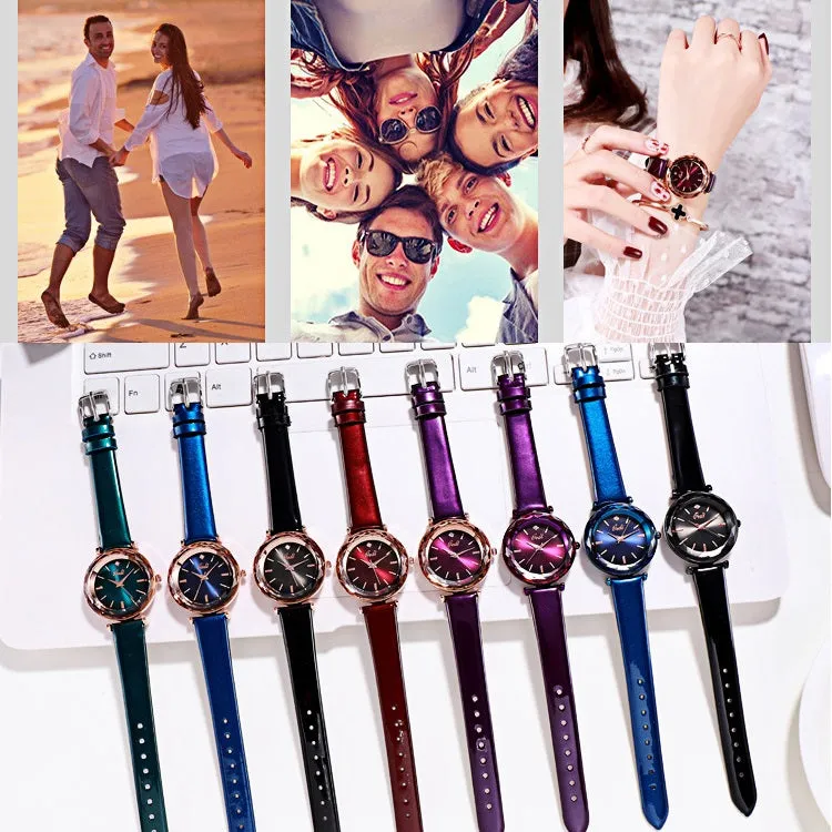 Shining Leather Strap Women's Watch