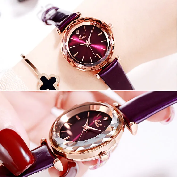 Shining Leather Strap Women's Watch