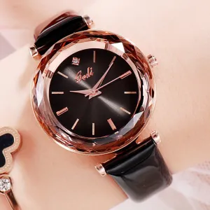 Shining Leather Strap Women's Watch