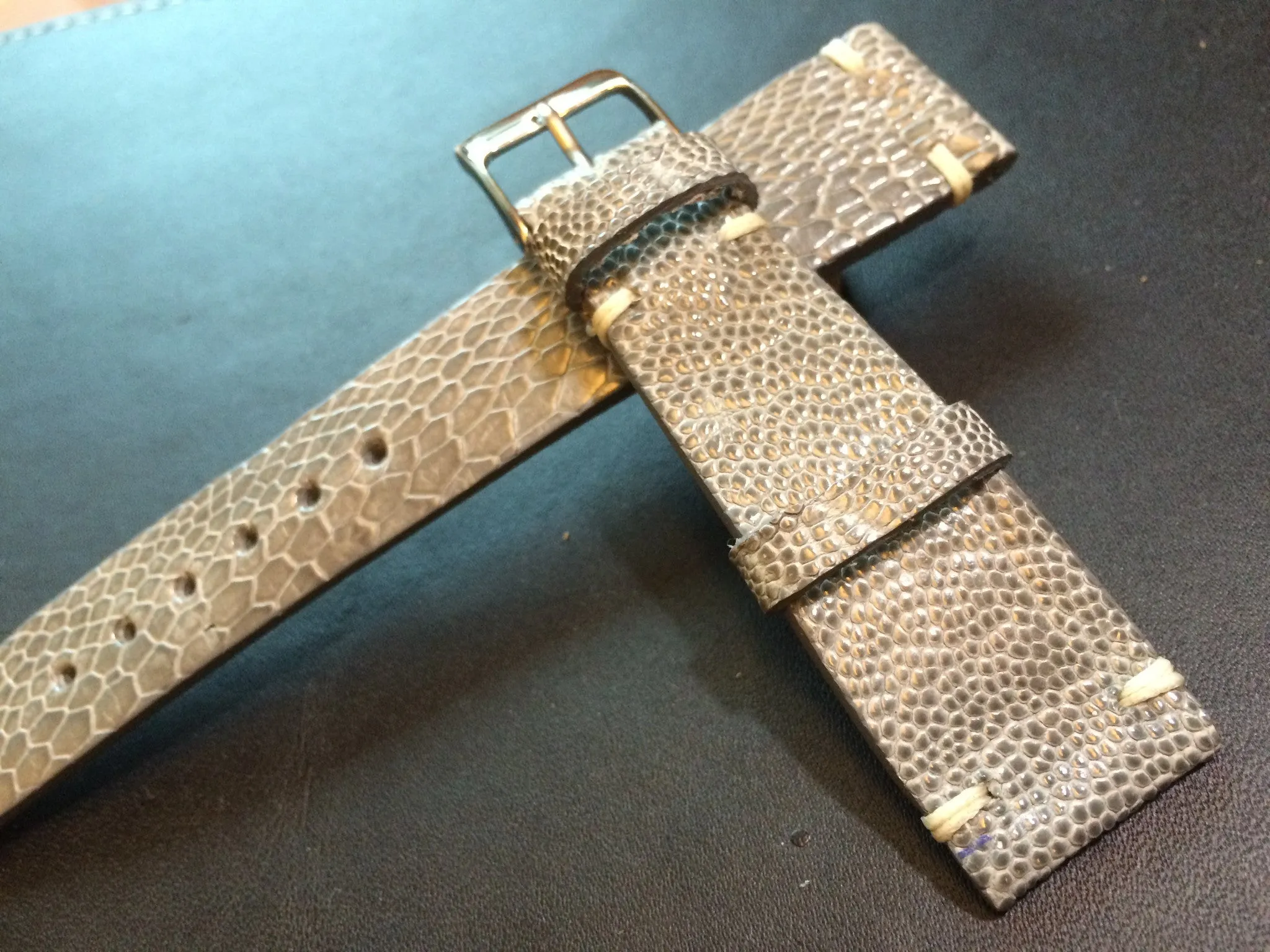 Shiny Grey Genuine Leather watch strap for Rolex (20/16 mm) - Rare material