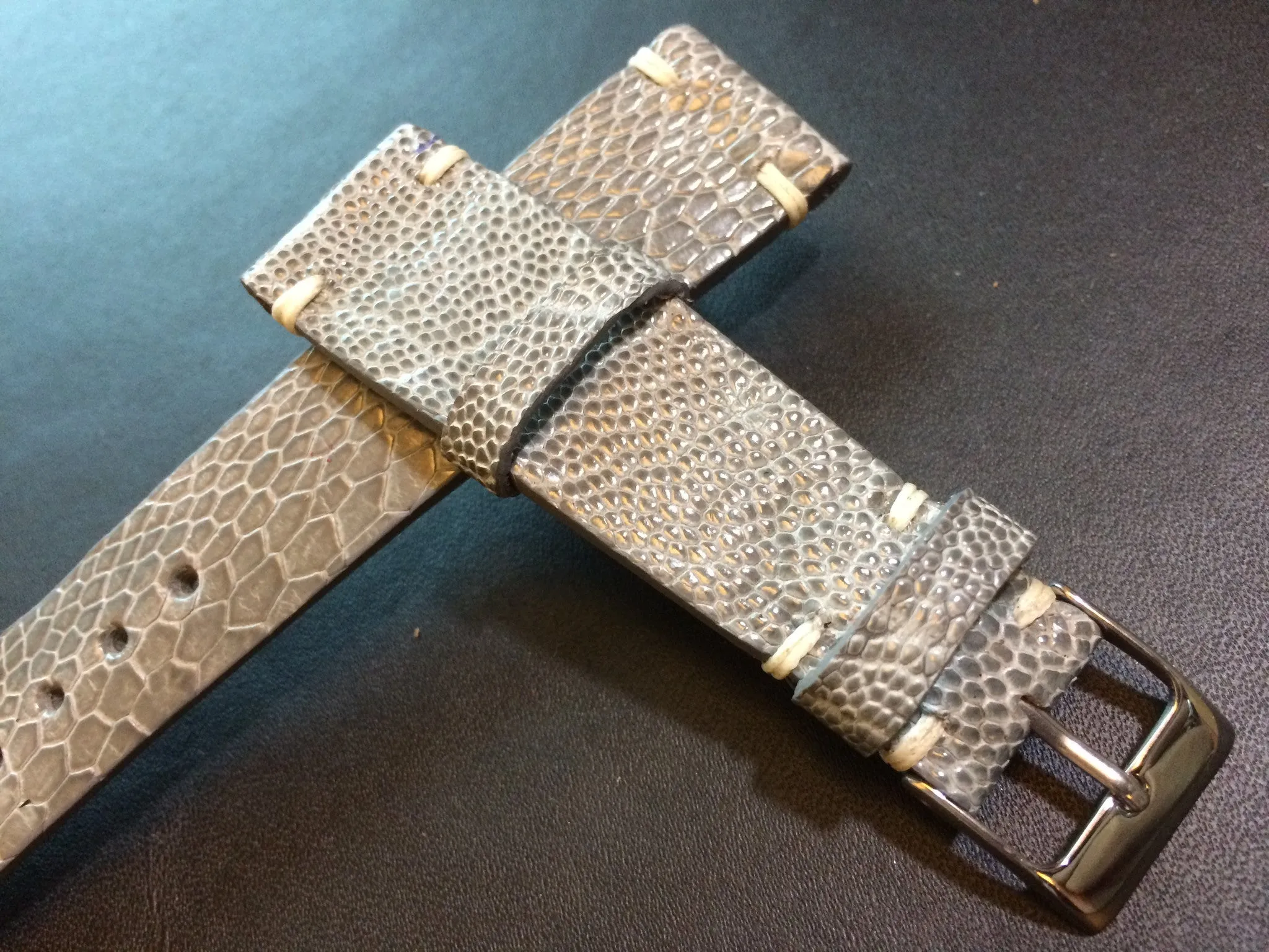 Shiny Grey Genuine Leather watch strap for Rolex (20/16 mm) - Rare material