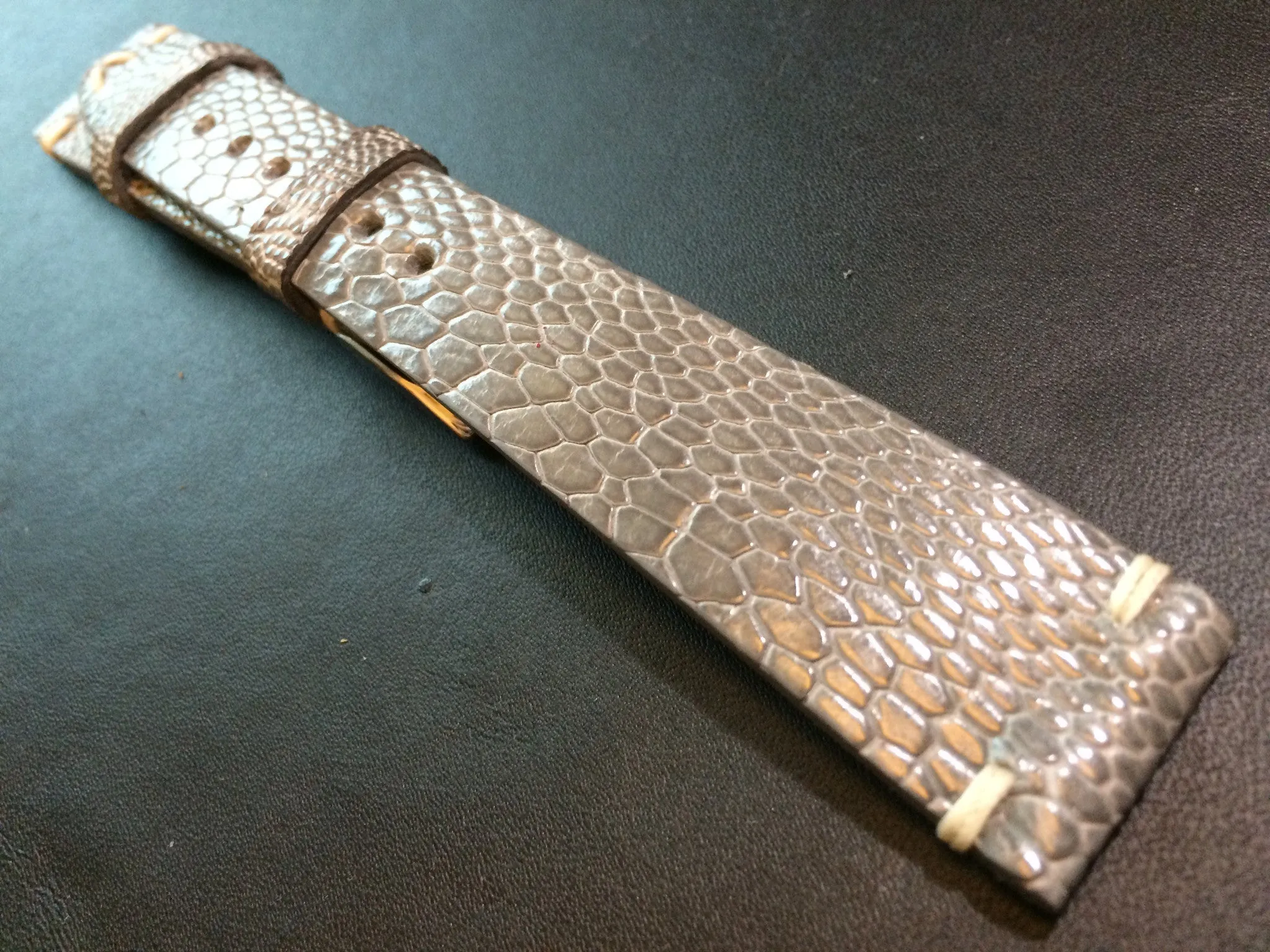 Shiny Grey Genuine Leather watch strap for Rolex (20/16 mm) - Rare material