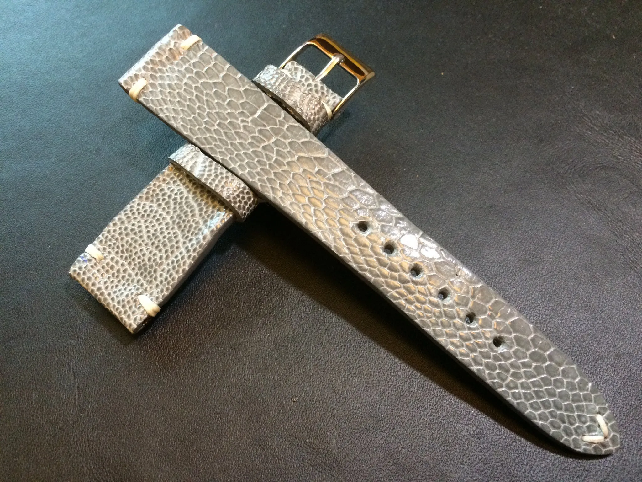 Shiny Grey Genuine Leather watch strap for Rolex (20/16 mm) - Rare material