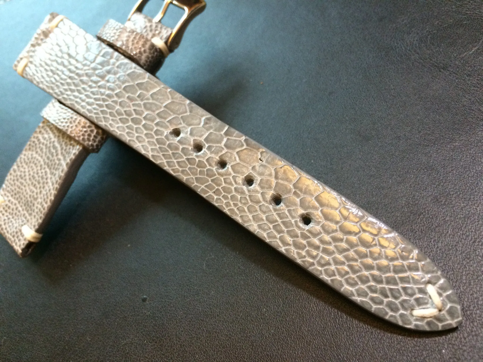 Shiny Grey Genuine Leather watch strap for Rolex (20/16 mm) - Rare material
