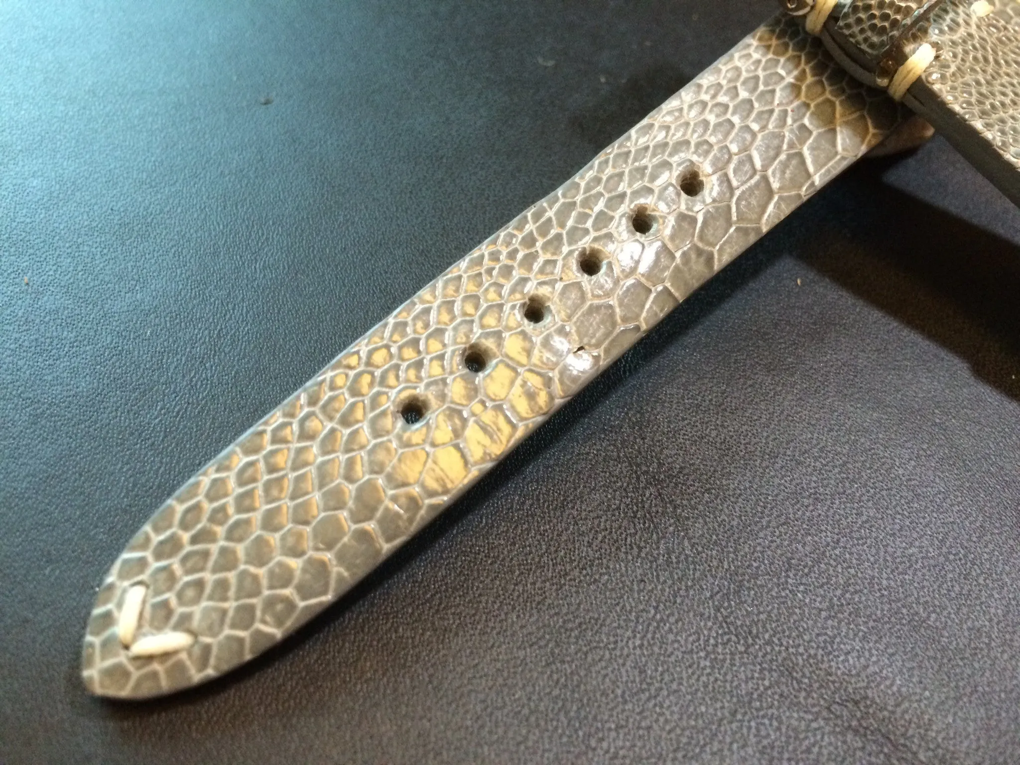 Shiny Grey Genuine Leather watch strap for Rolex (20/16 mm) - Rare material
