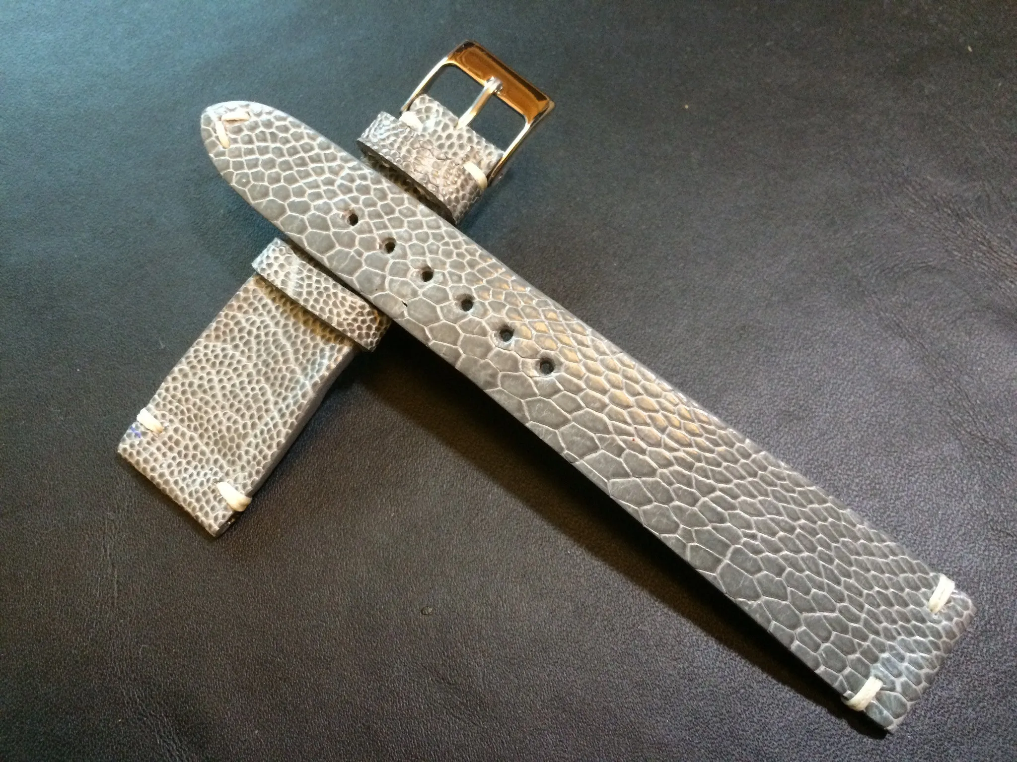 Shiny Grey Genuine Leather watch strap for Rolex (20/16 mm) - Rare material