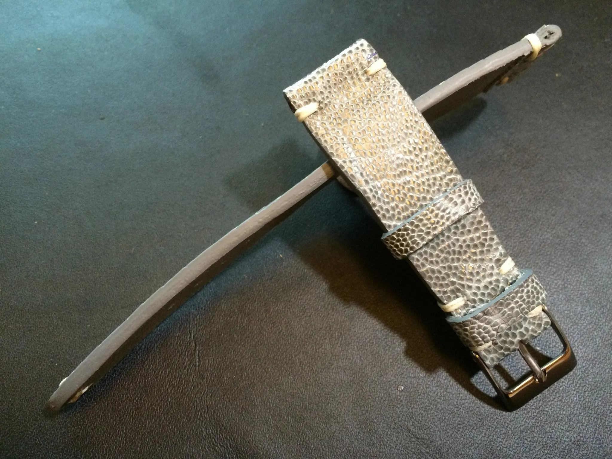 Shiny Grey Genuine Leather watch strap for Rolex (20/16 mm) - Rare material