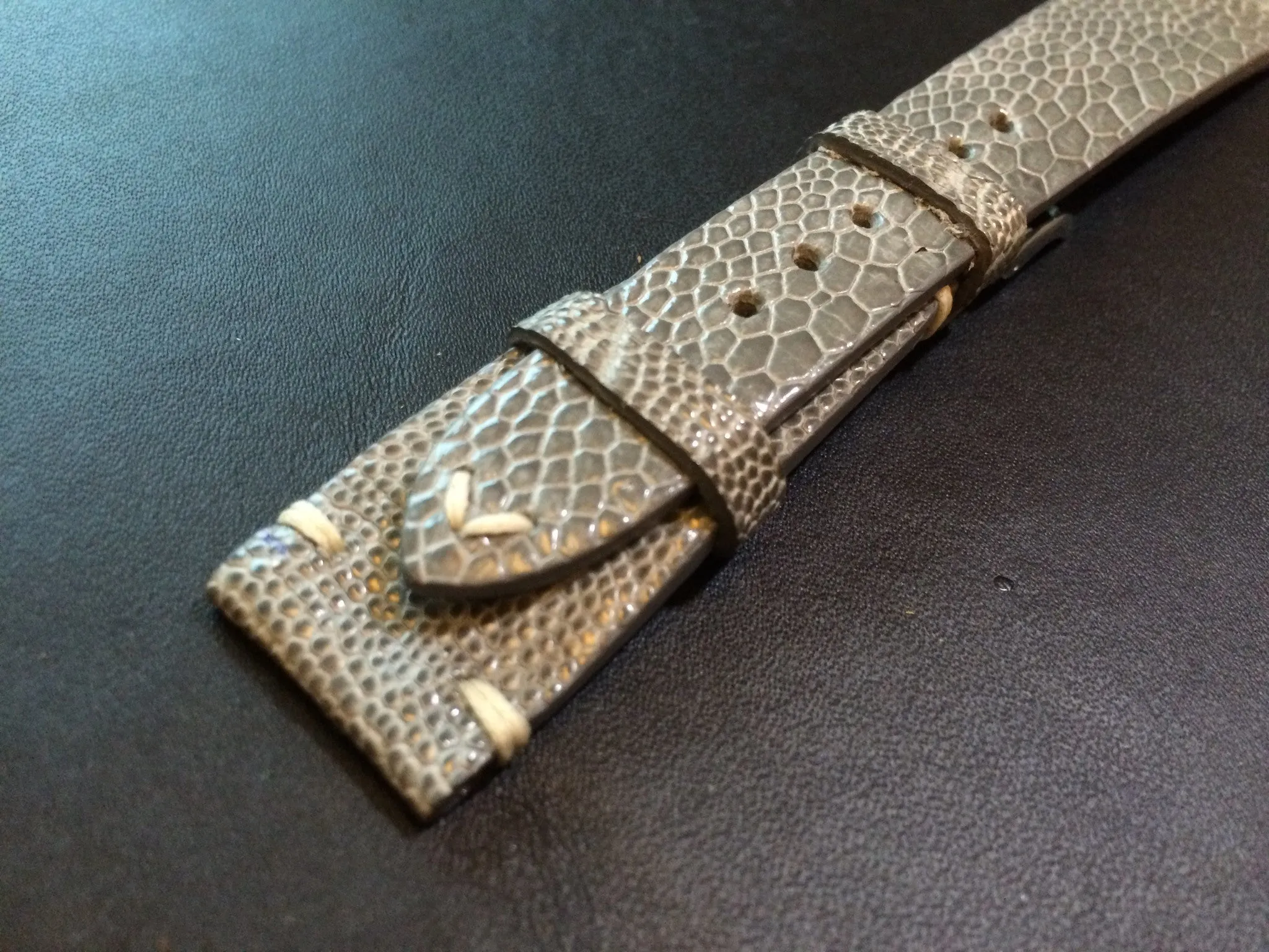 Shiny Grey Genuine Leather watch strap for Rolex (20/16 mm) - Rare material