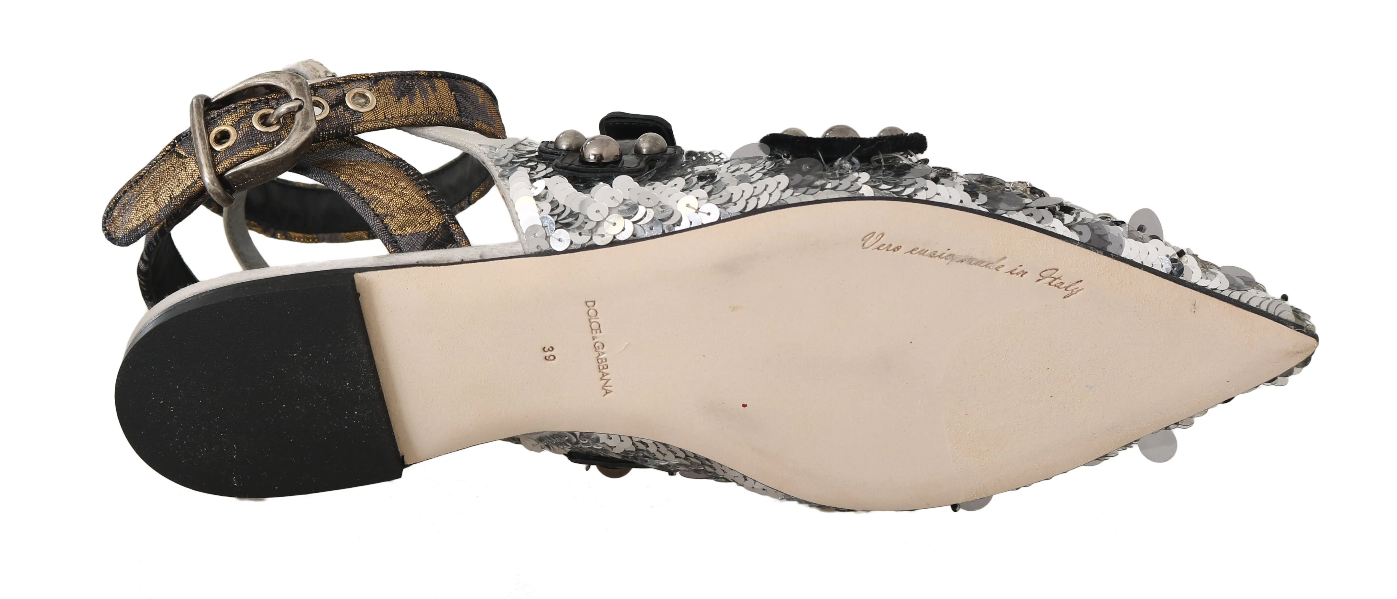 Silver Satin Sequin Crystal Sandals
