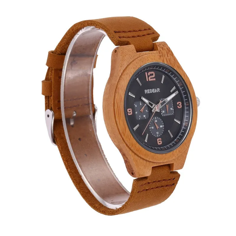 Six Pin Dial Multifunctional Wooden Watch