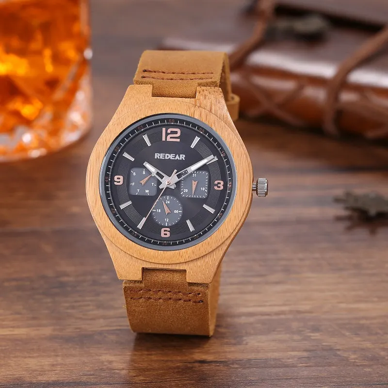 Six Pin Dial Multifunctional Wooden Watch